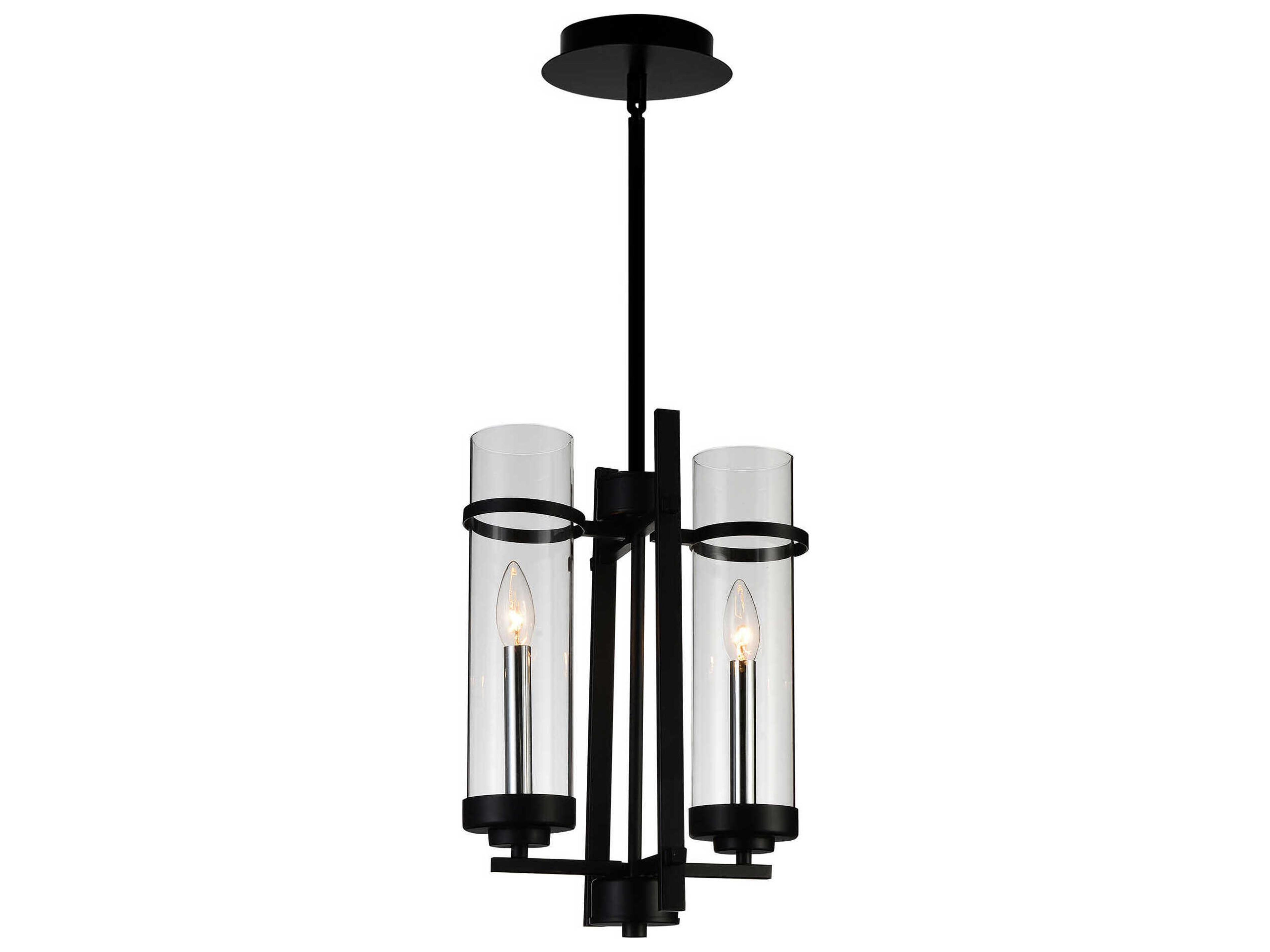 CWI Lighting Sierra 2-Light Black Cylinder Mini Pendant