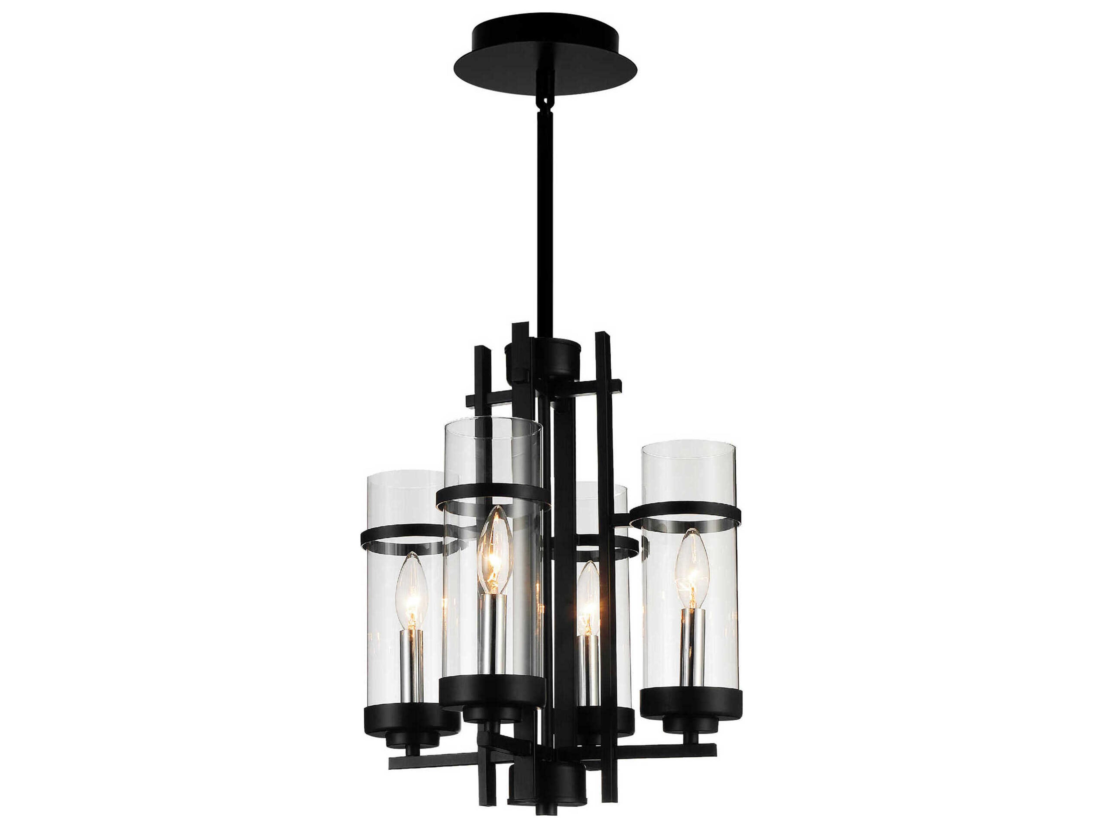 CWI Lighting Sierra 4-Light Black Cylinder Pendant