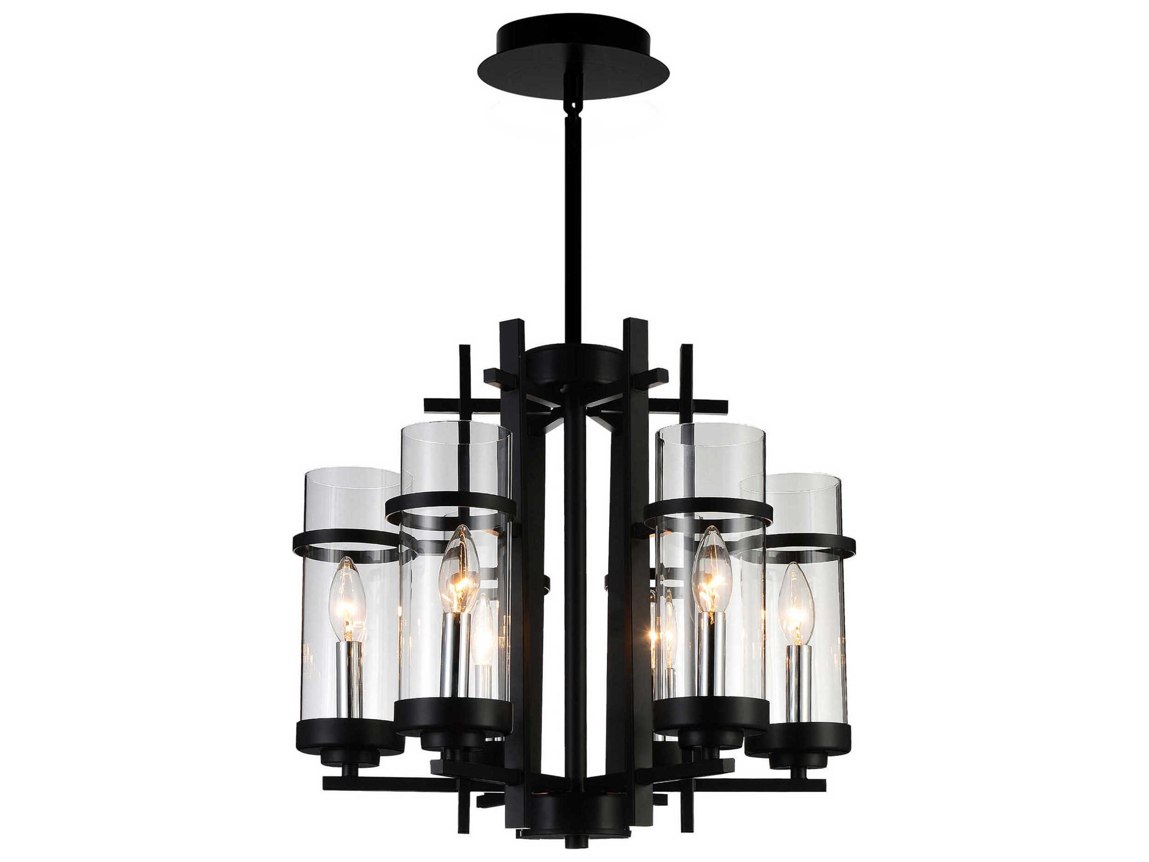 CWI Lighting Sierra 6-Light Black Cylinder Chandelier