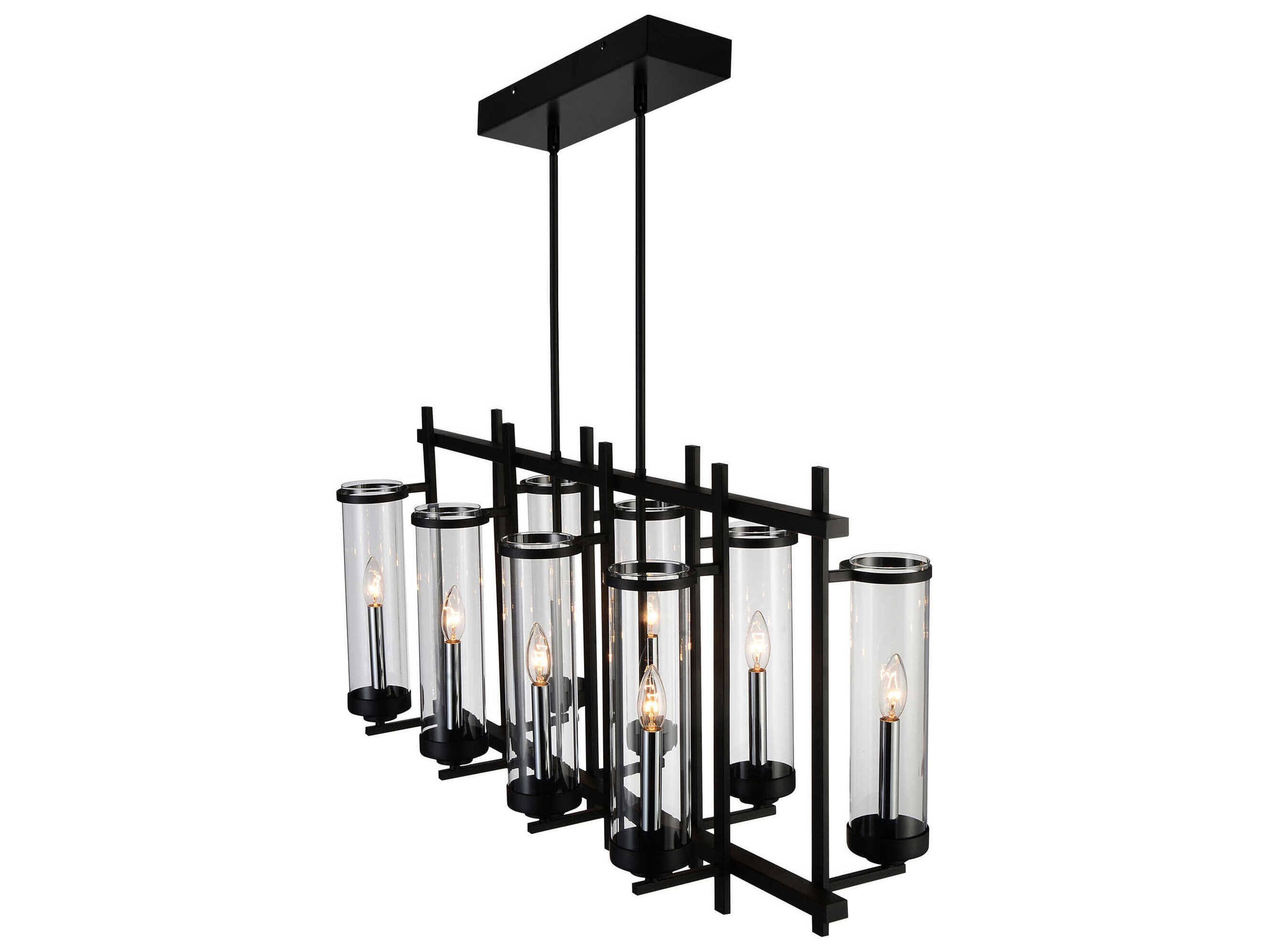 CWI Lighting Sierra 8-Light Black Cylinder Island Pendant