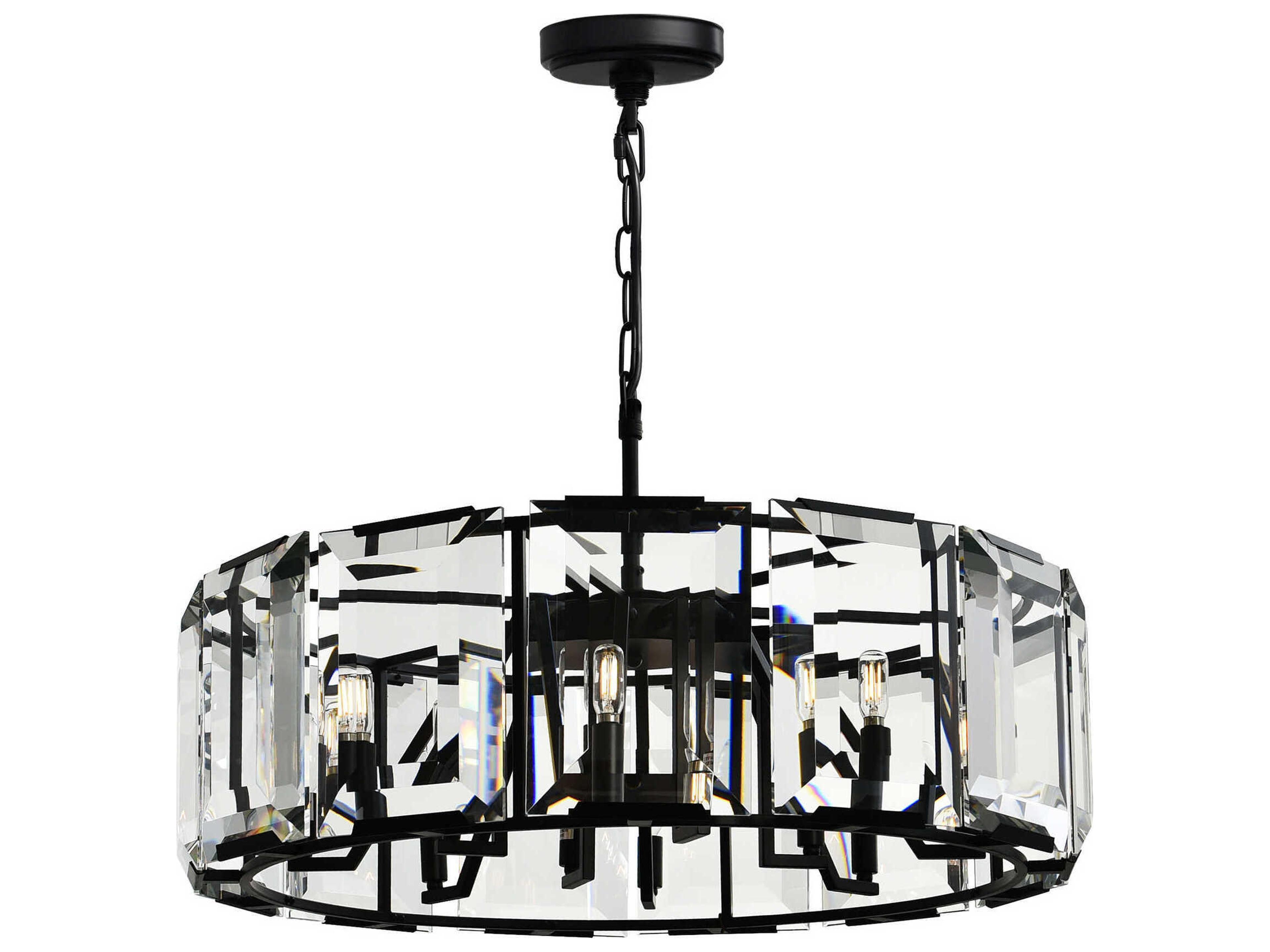 CWI Lighting Jacquet 12-Light Black Drum Chandelier