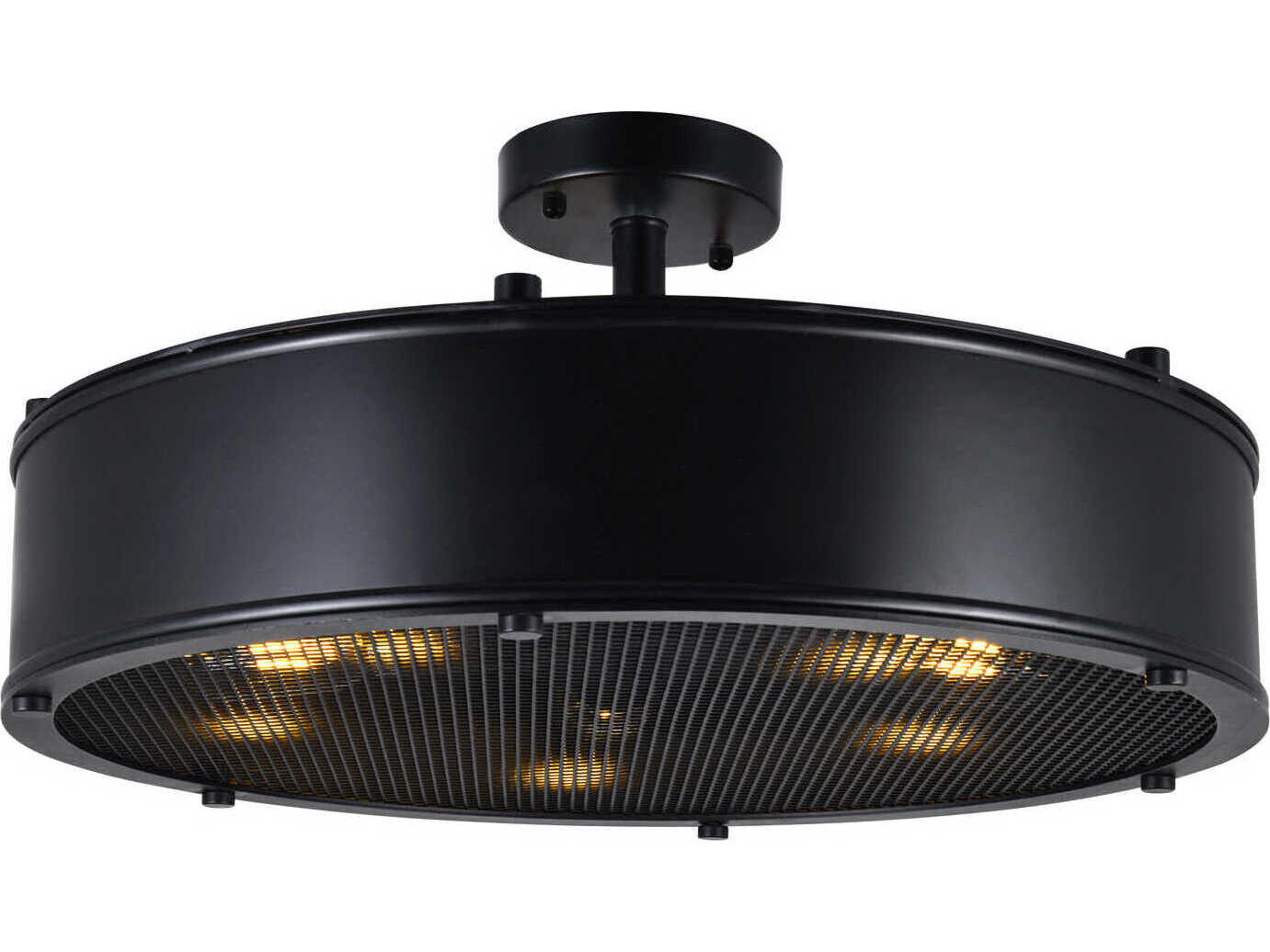 CWI Lighting Tigris 5-Light Black Round Semi Flush Mount