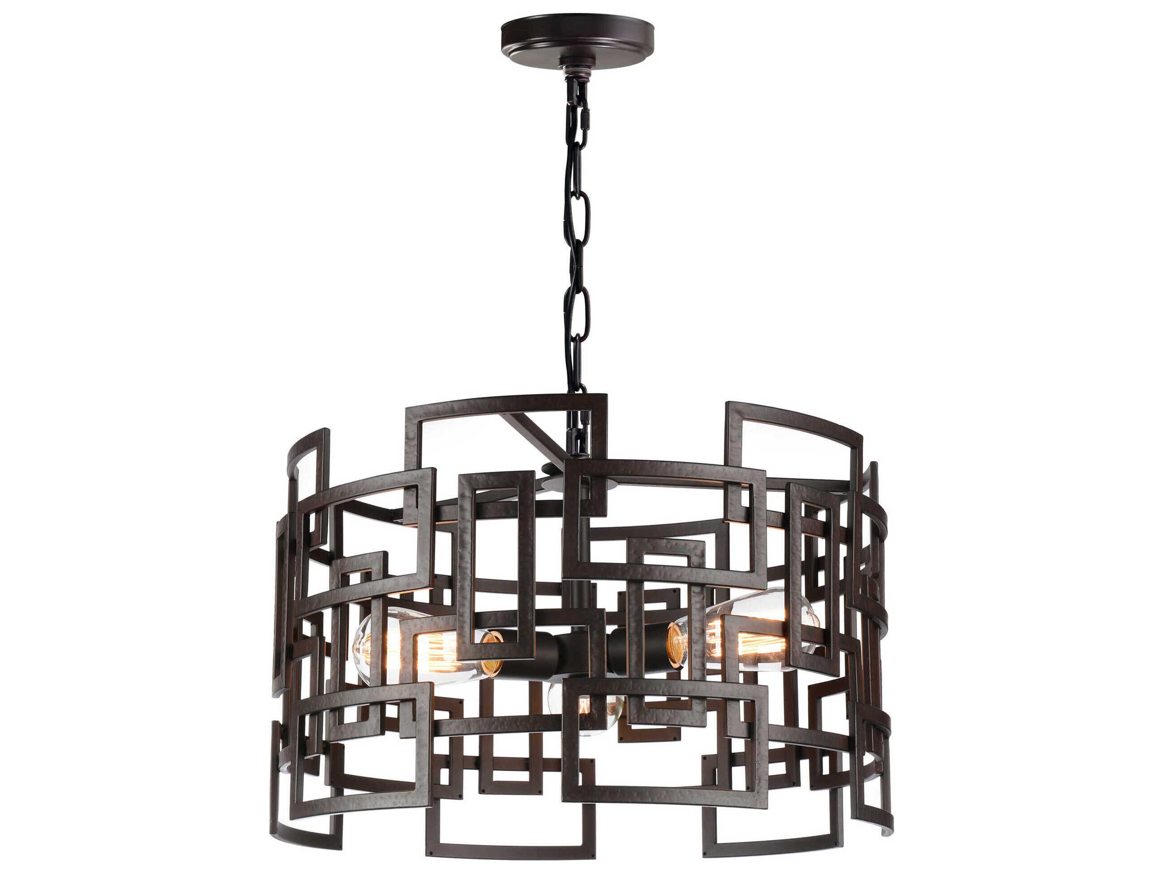 CWI Lighting Litani 3-Light Brown Geometric Pendant