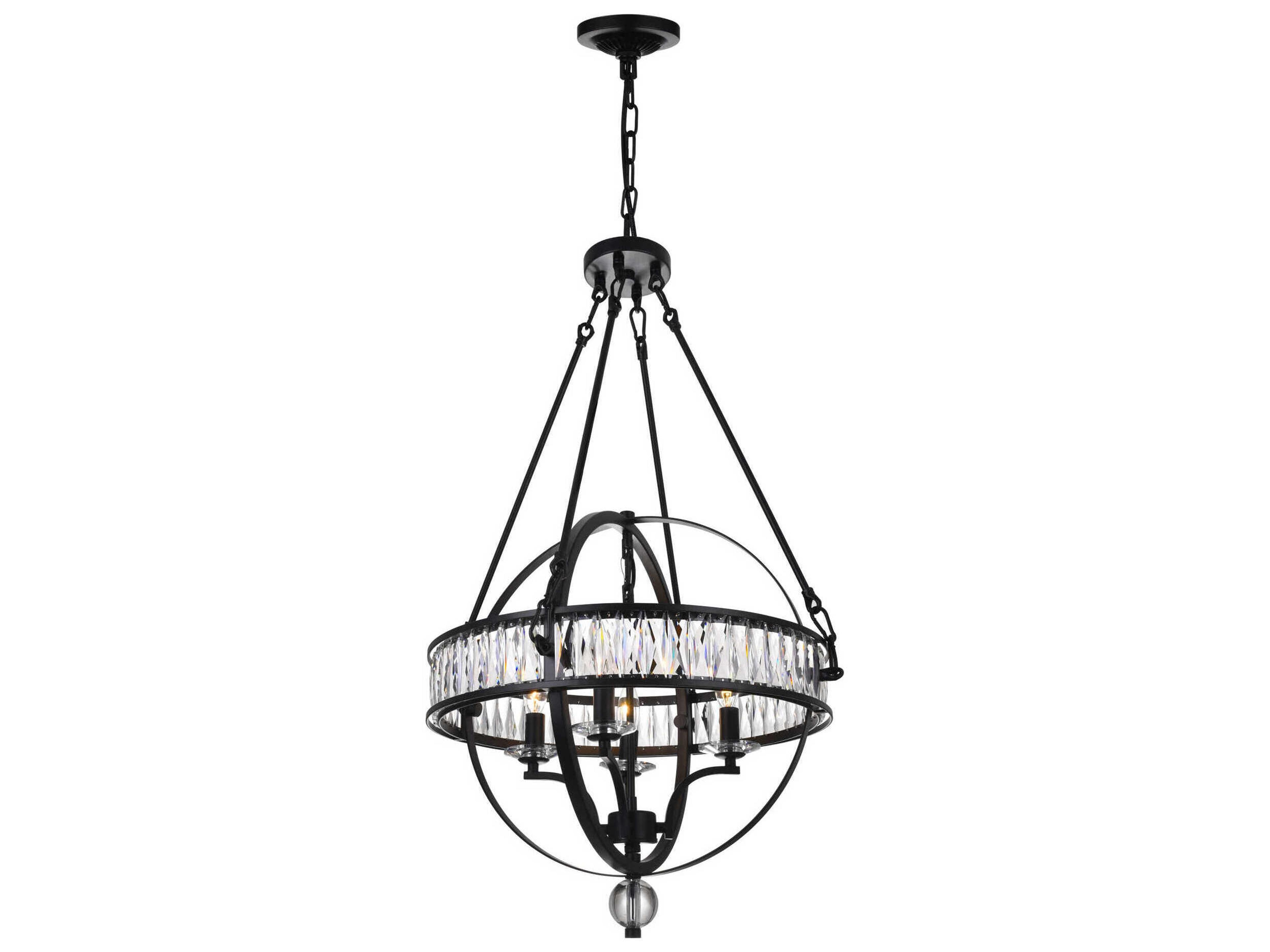 CWI Lighting Arkansas 4-Light Black Traditional Globe Chandelier