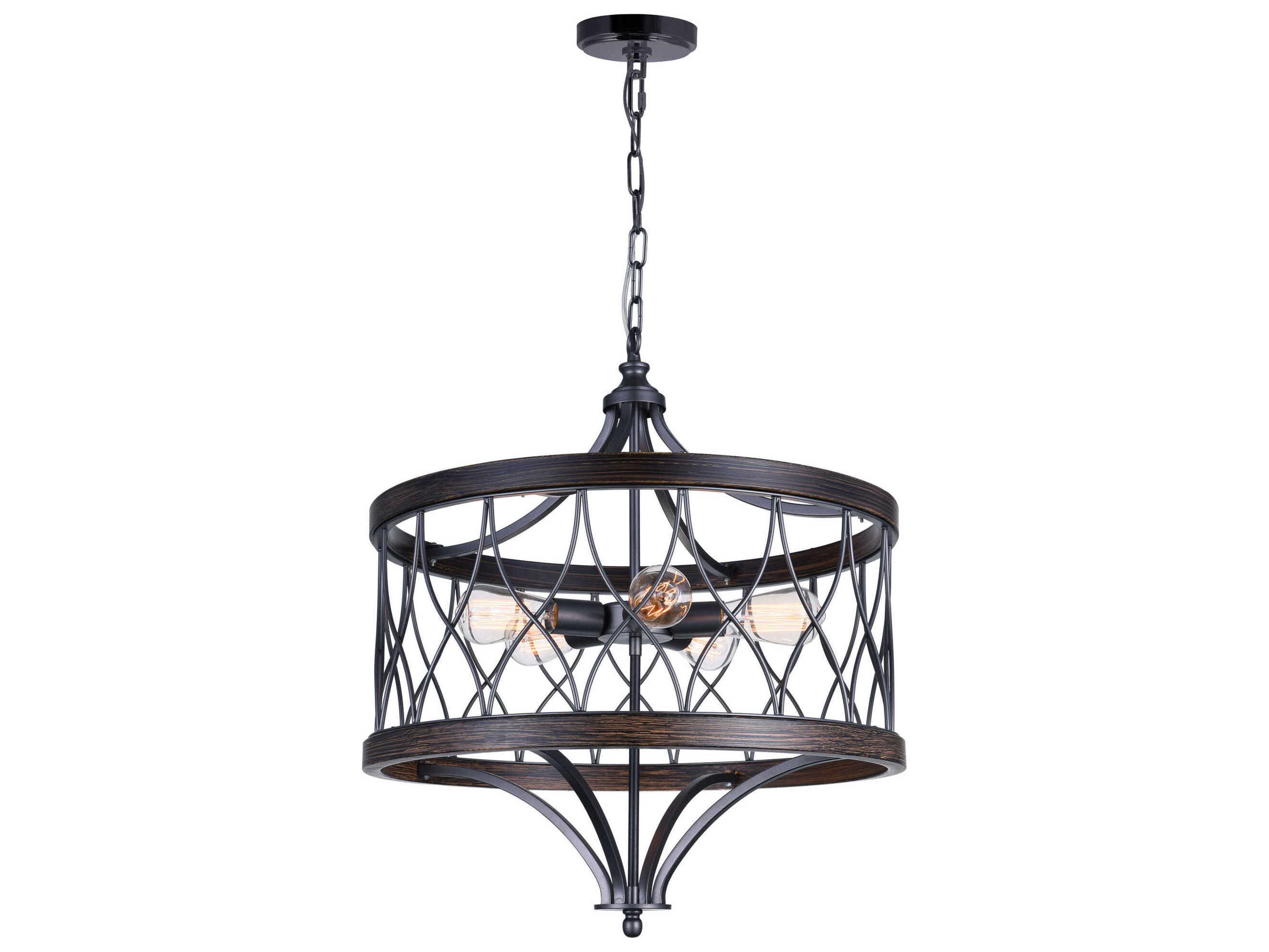 CWI Lighting Amazon 5-Light Gun Metal Black Drum Pendant