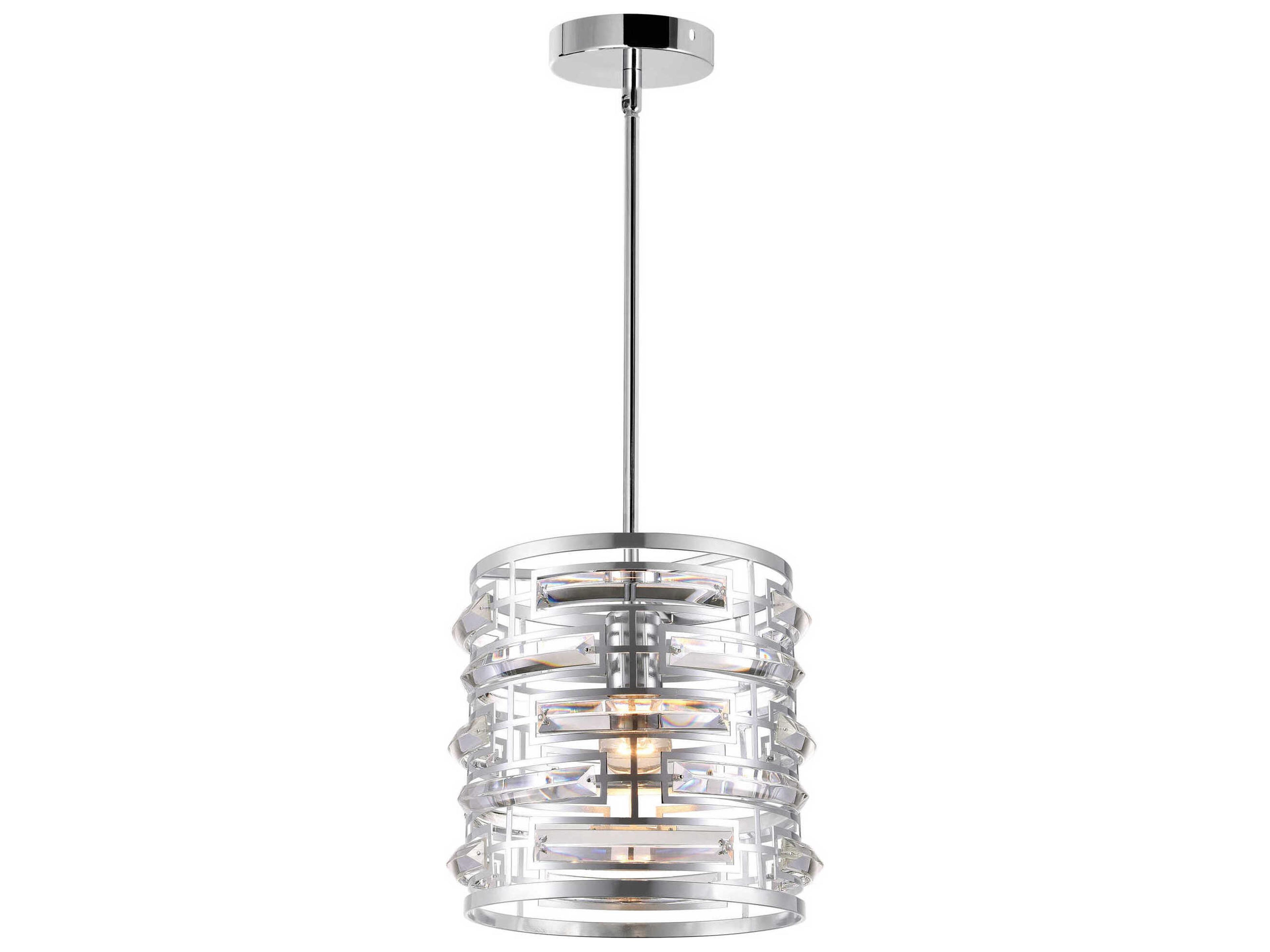 CWI Lighting Petia 1-Light Chrome Drum Mini Pendant