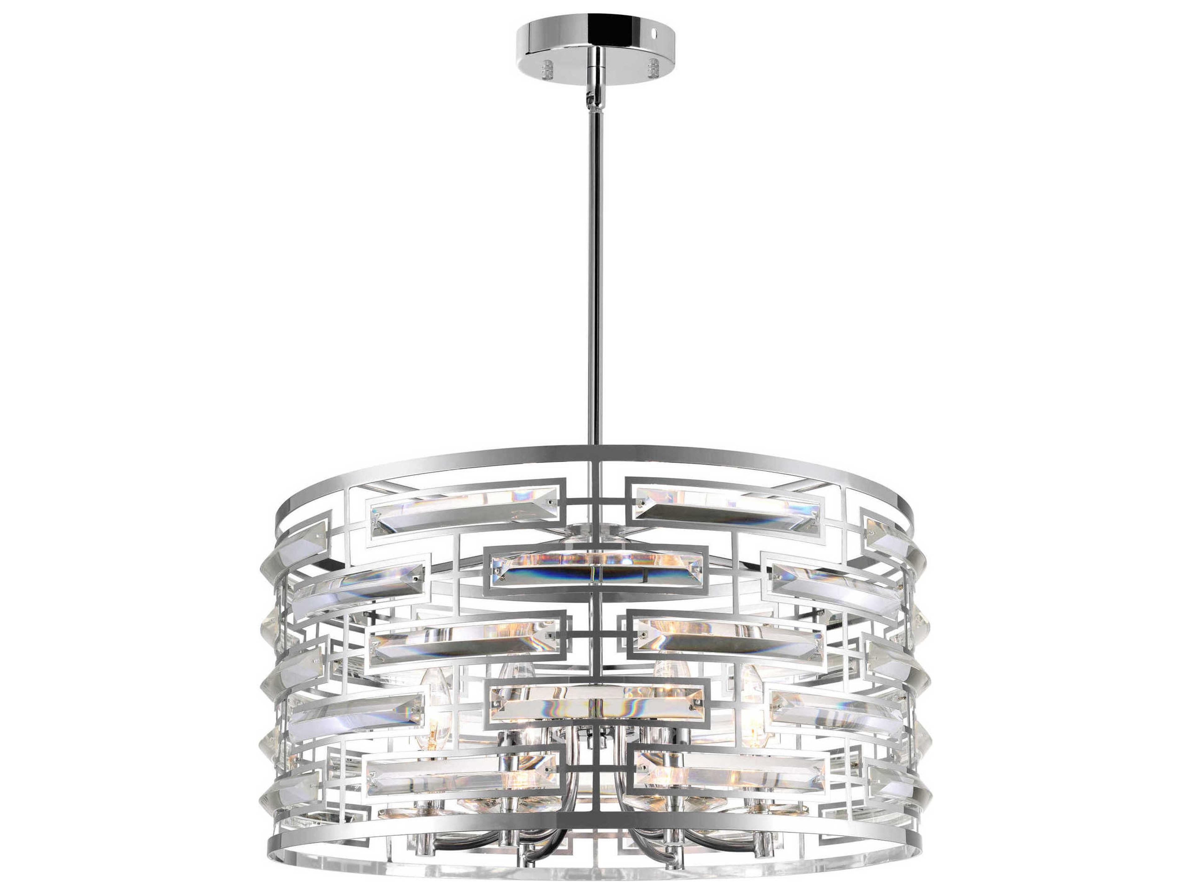 CWI Lighting Petia 6-Light Chrome Drum Pendant