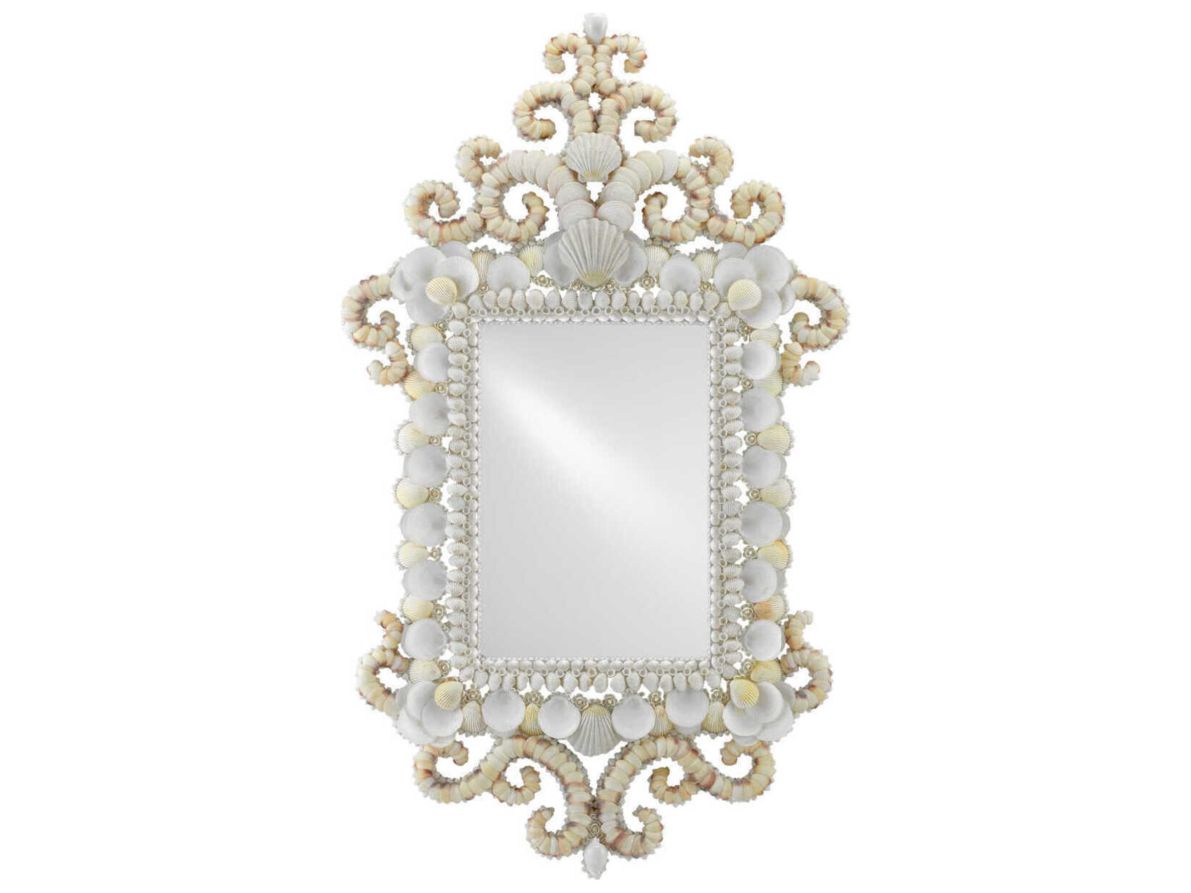 Currey & Company Cecilia White / Natural Rectangular Wall Mirror