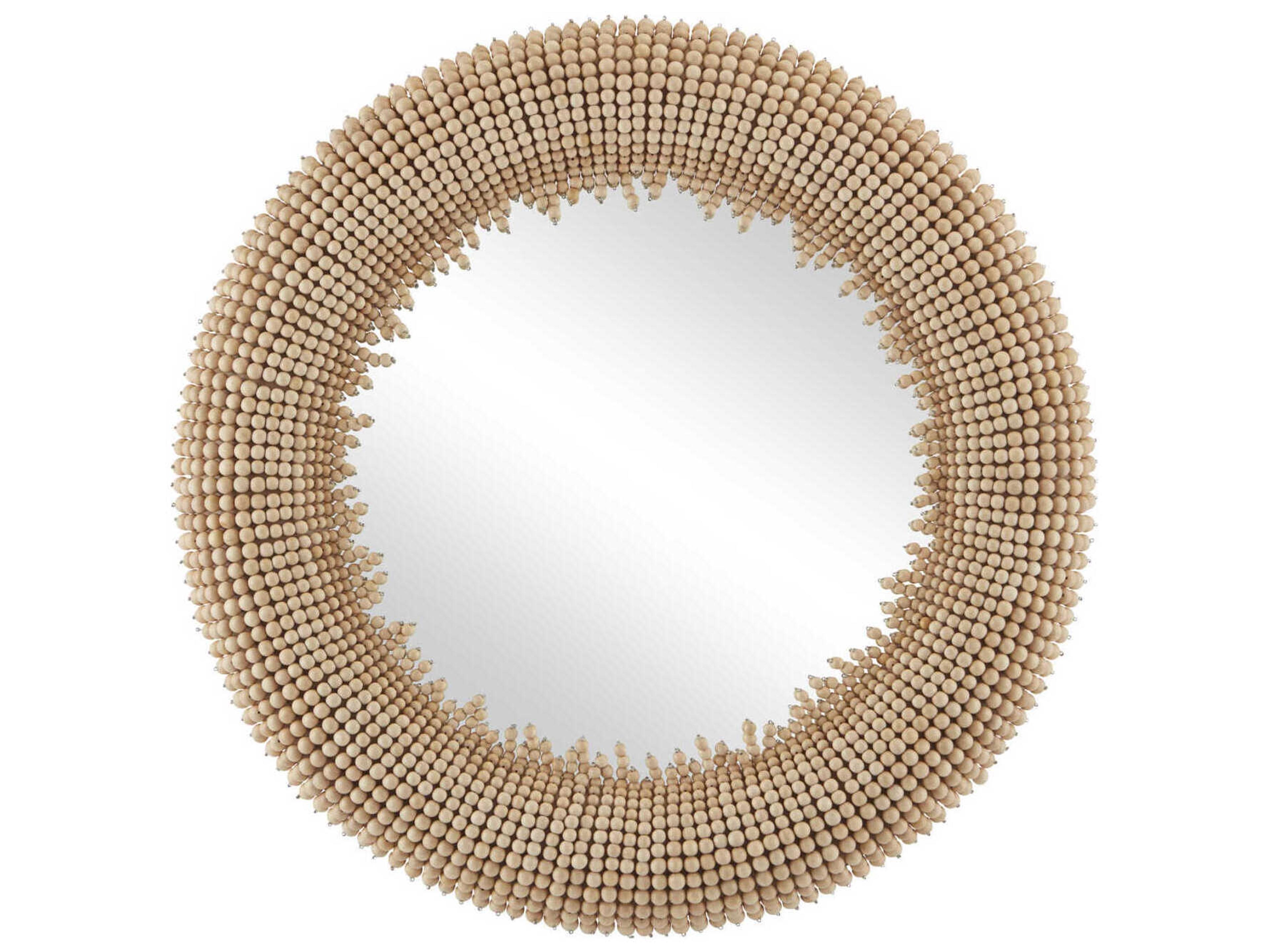 Currey & Company Jeanie Beige Round Wall Mirror