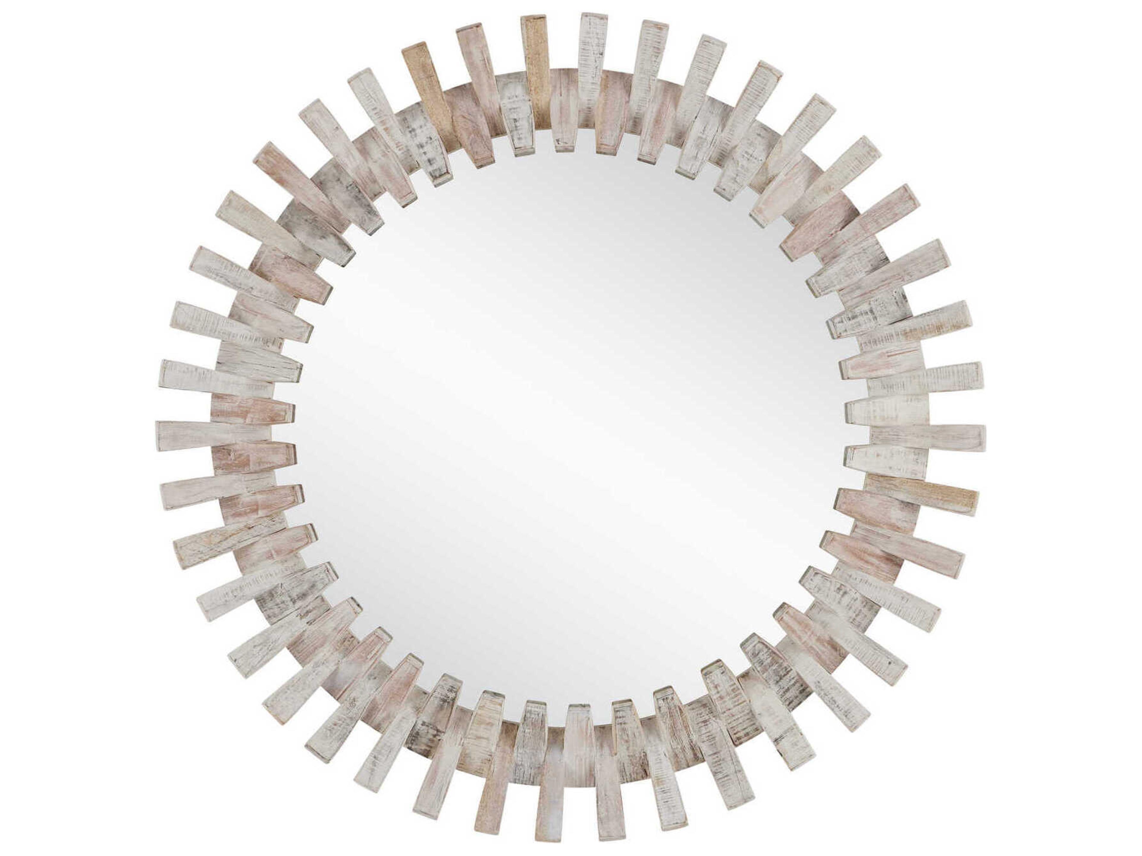 Currey & Company Diza Whitewash Round Wall Mirror