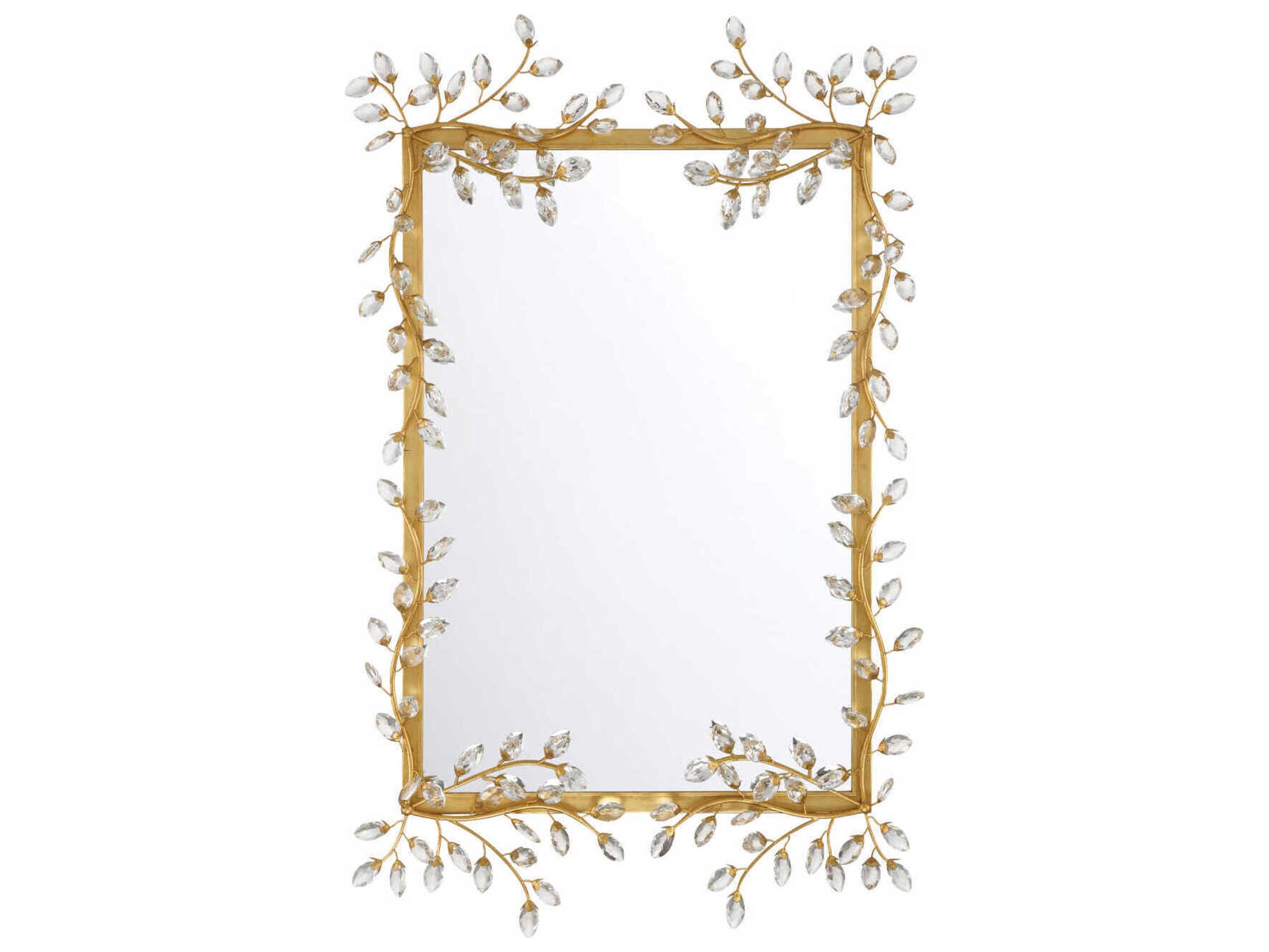 Currey & Company Forget-Me-Not Gold Rectangular Wall Mirror