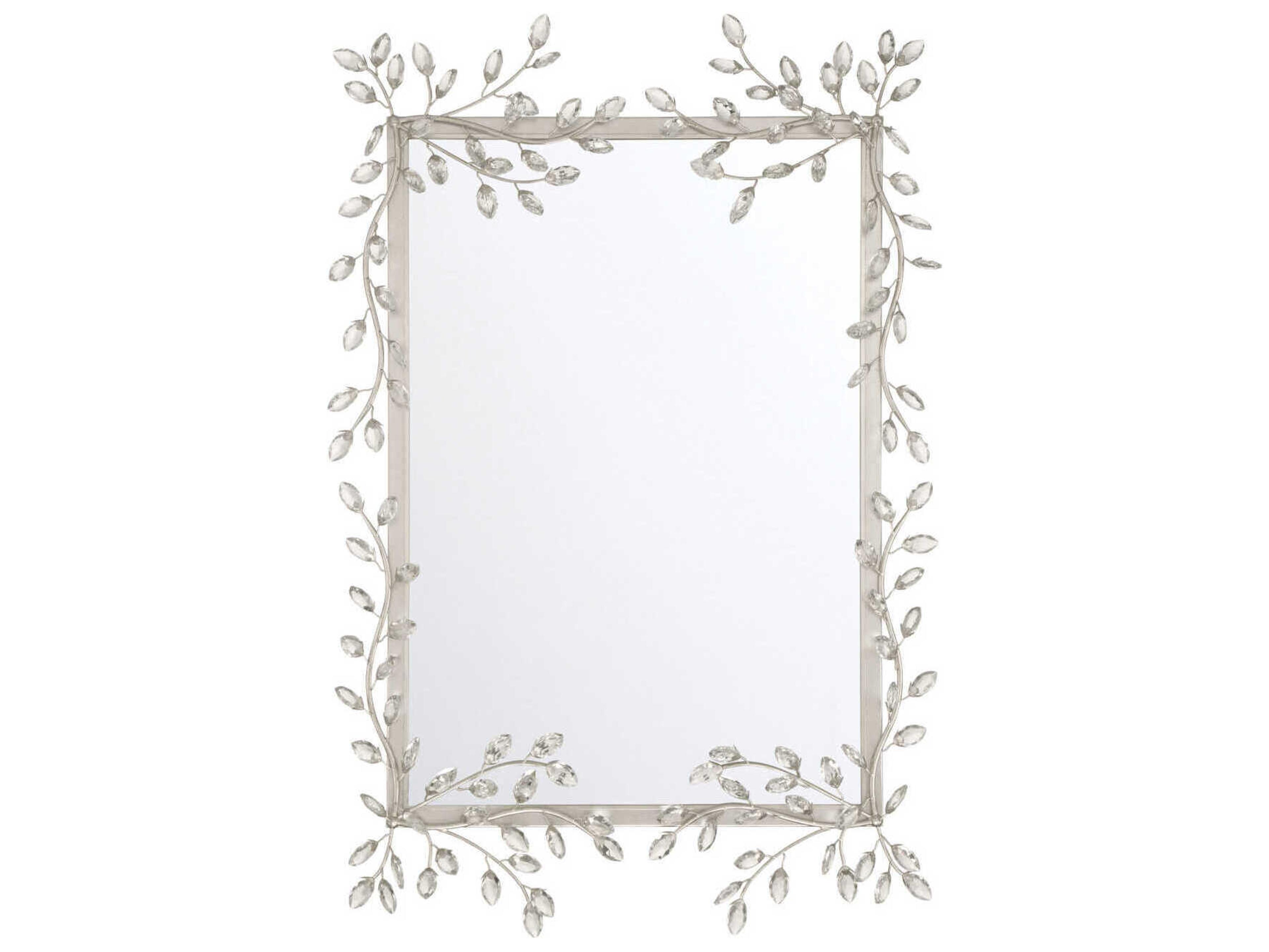 Currey & Company Forget-Me-Not Silver Rectangular Wall Mirror