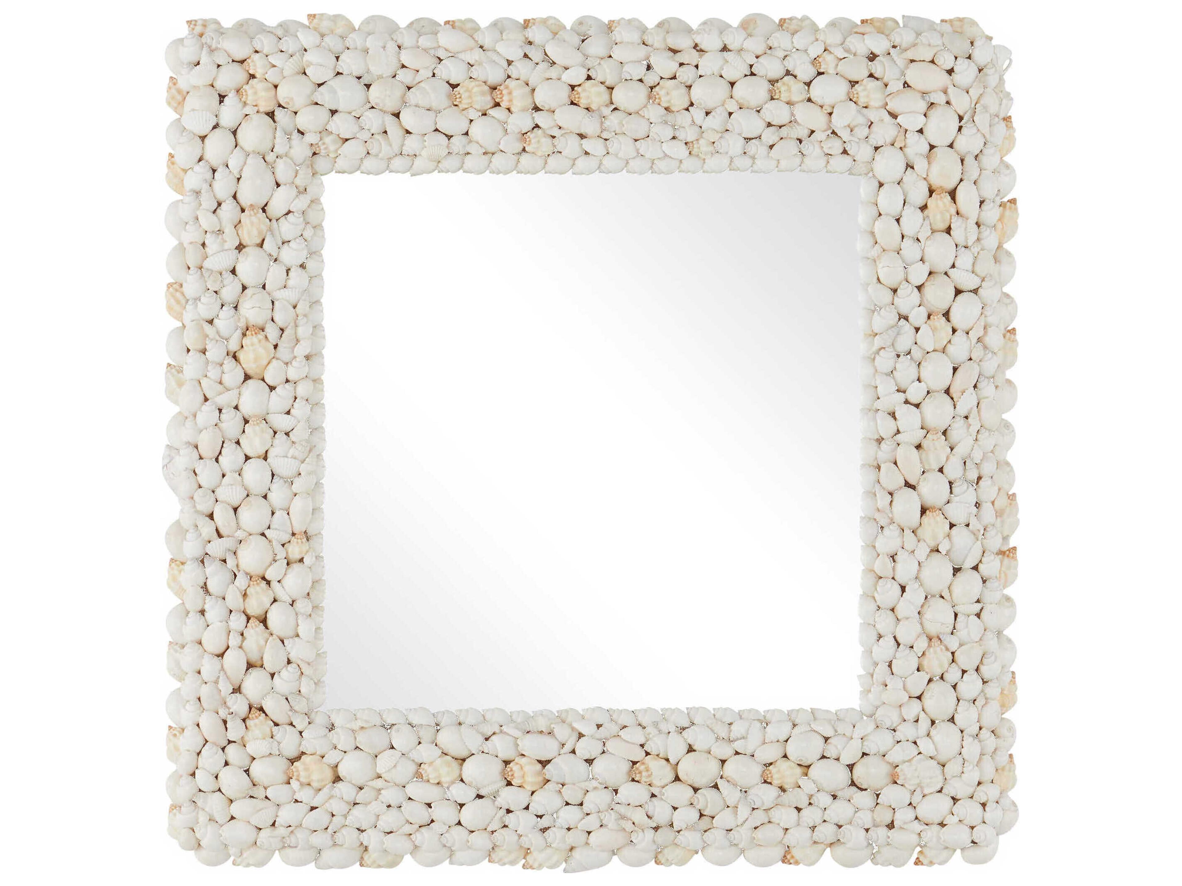 Currey & Company Piddock White Square Wall Mirror