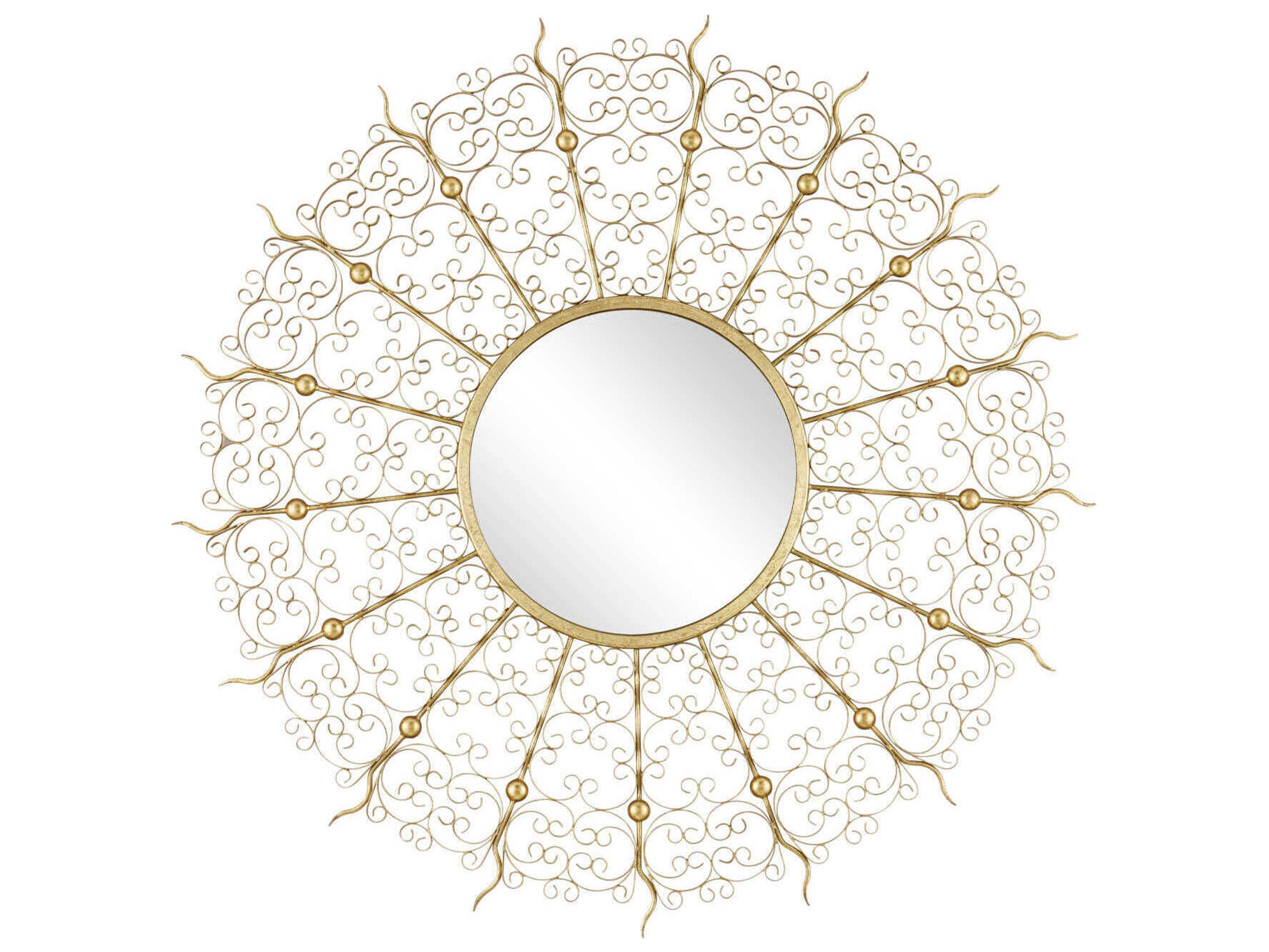 Currey & Company Levain Gold Leaf Round Wall Mirror