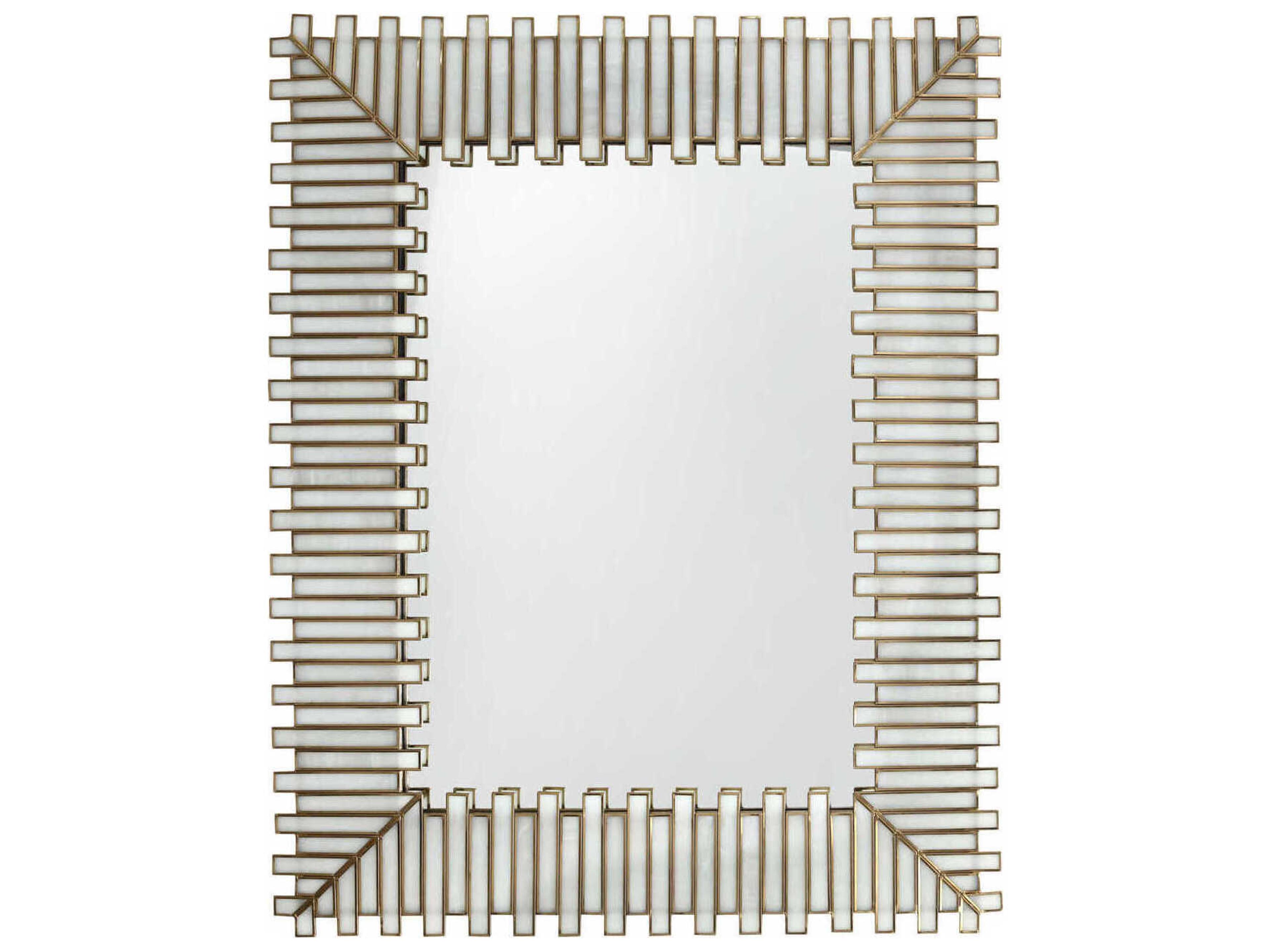 Currey & Company Daze White Antique Brass Rectangular Wall Mirror