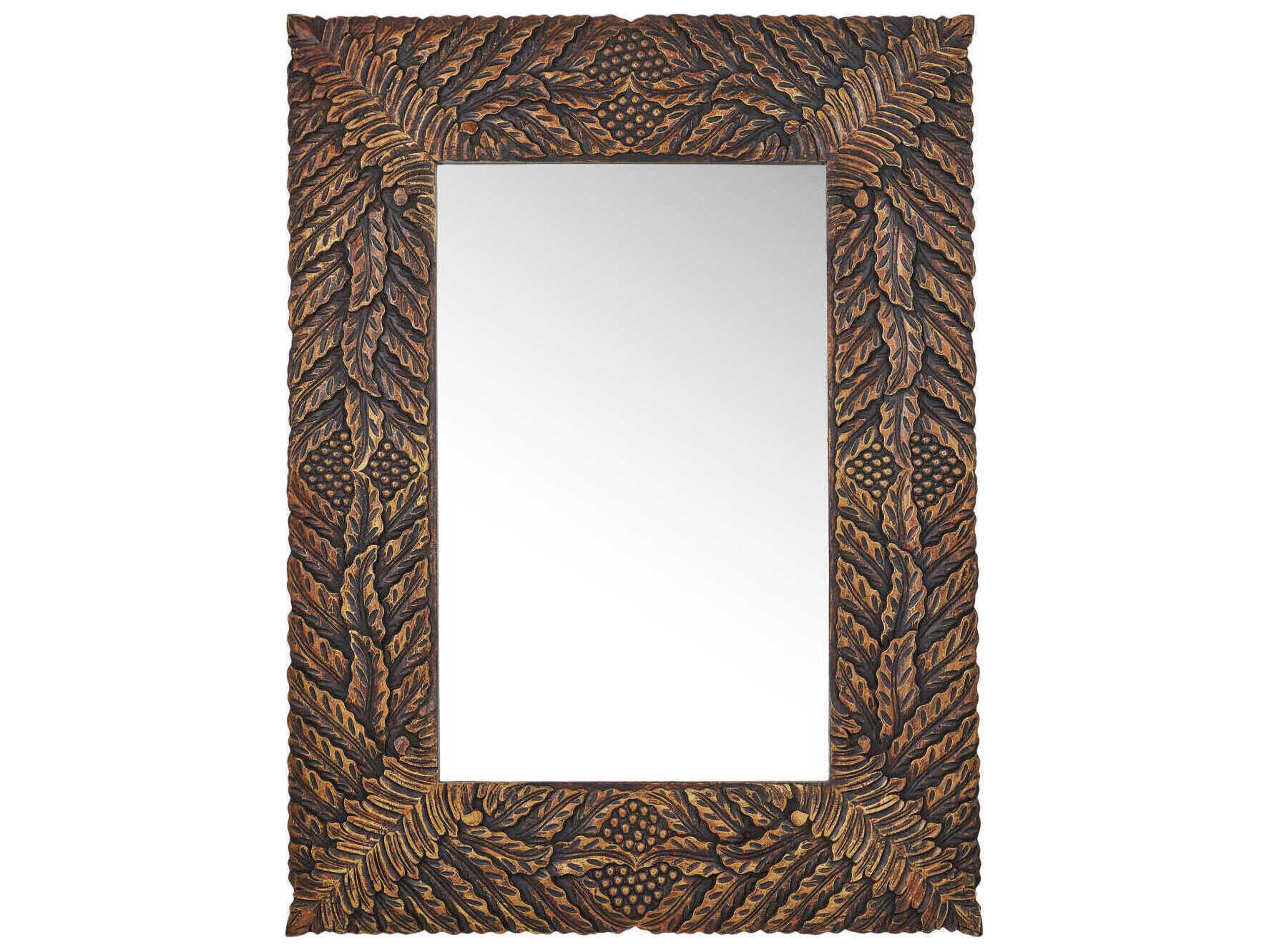 Currey & Company Schwarzwald Weathered Brown Rectangular Wall Mirror