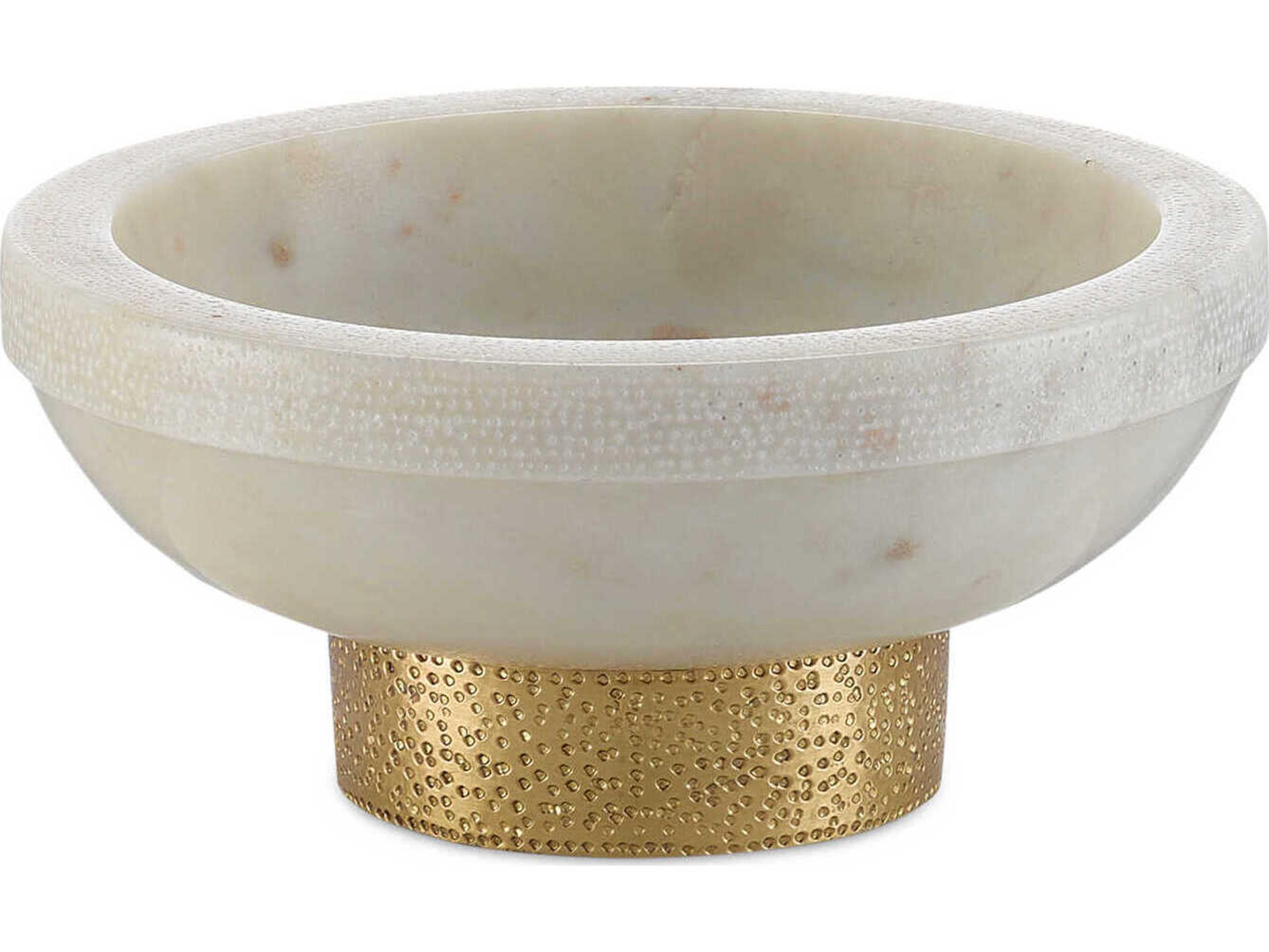 Currey & Company Valor White / Brass Small Decorative Bowl