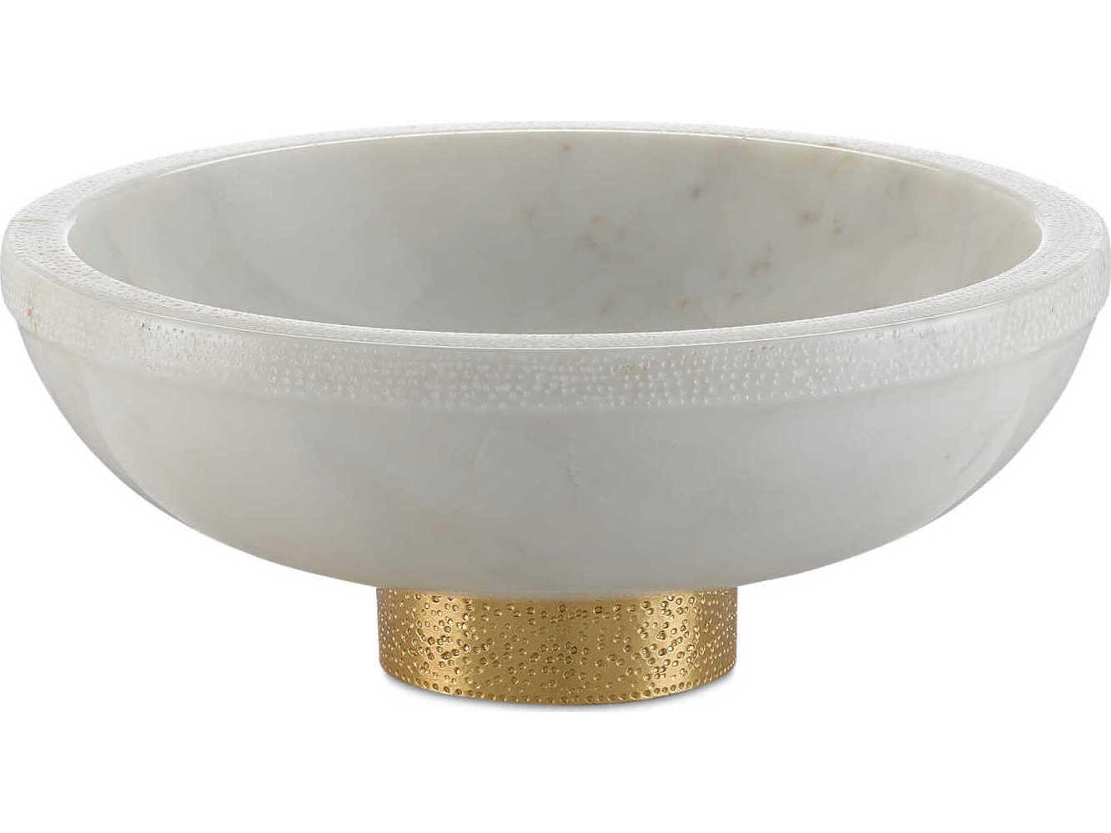 Currey & Company Valor White / Brass Large Decorative Bowl