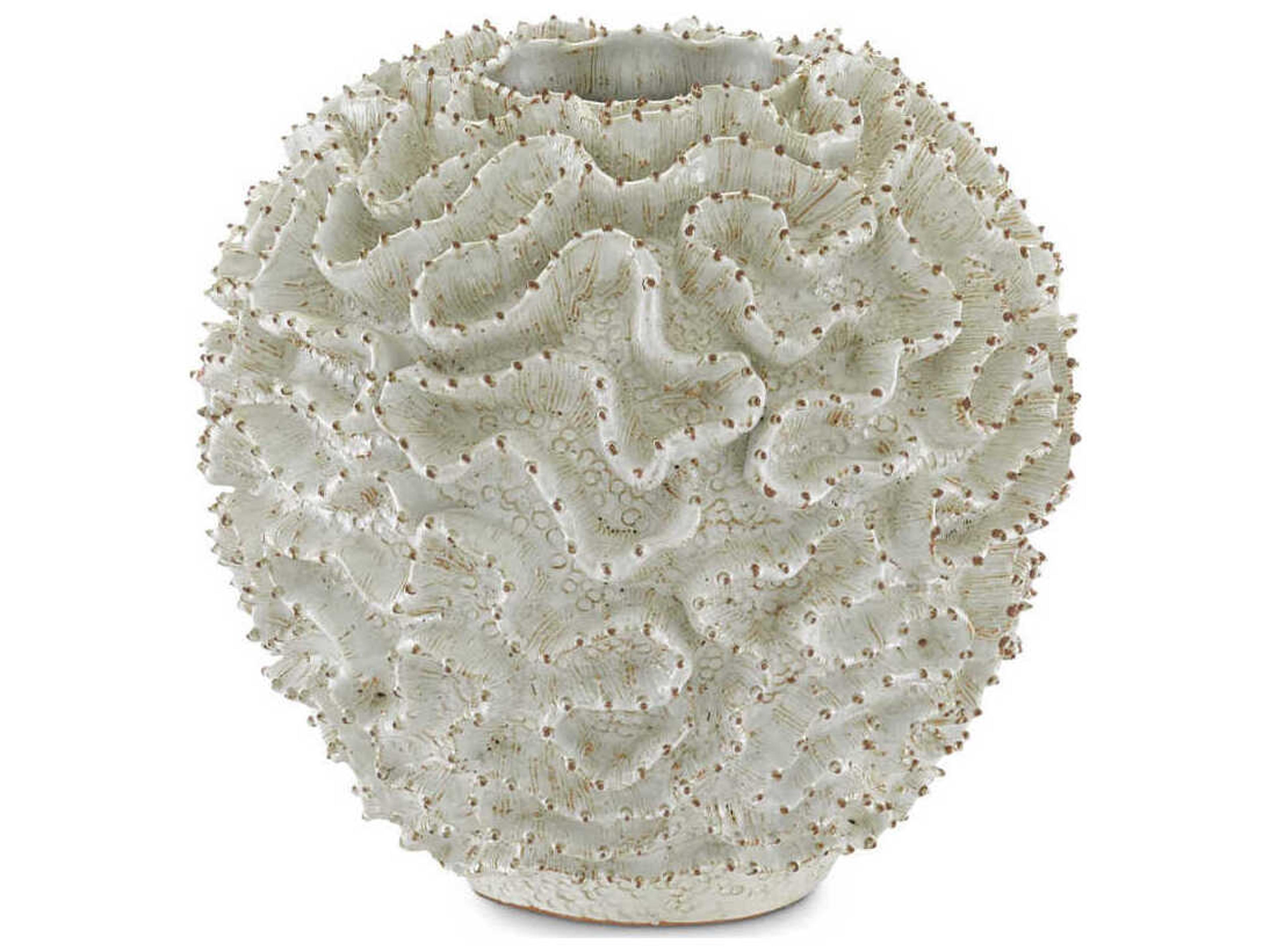 Currey & Company White / Gold 10" High Swirl Vase