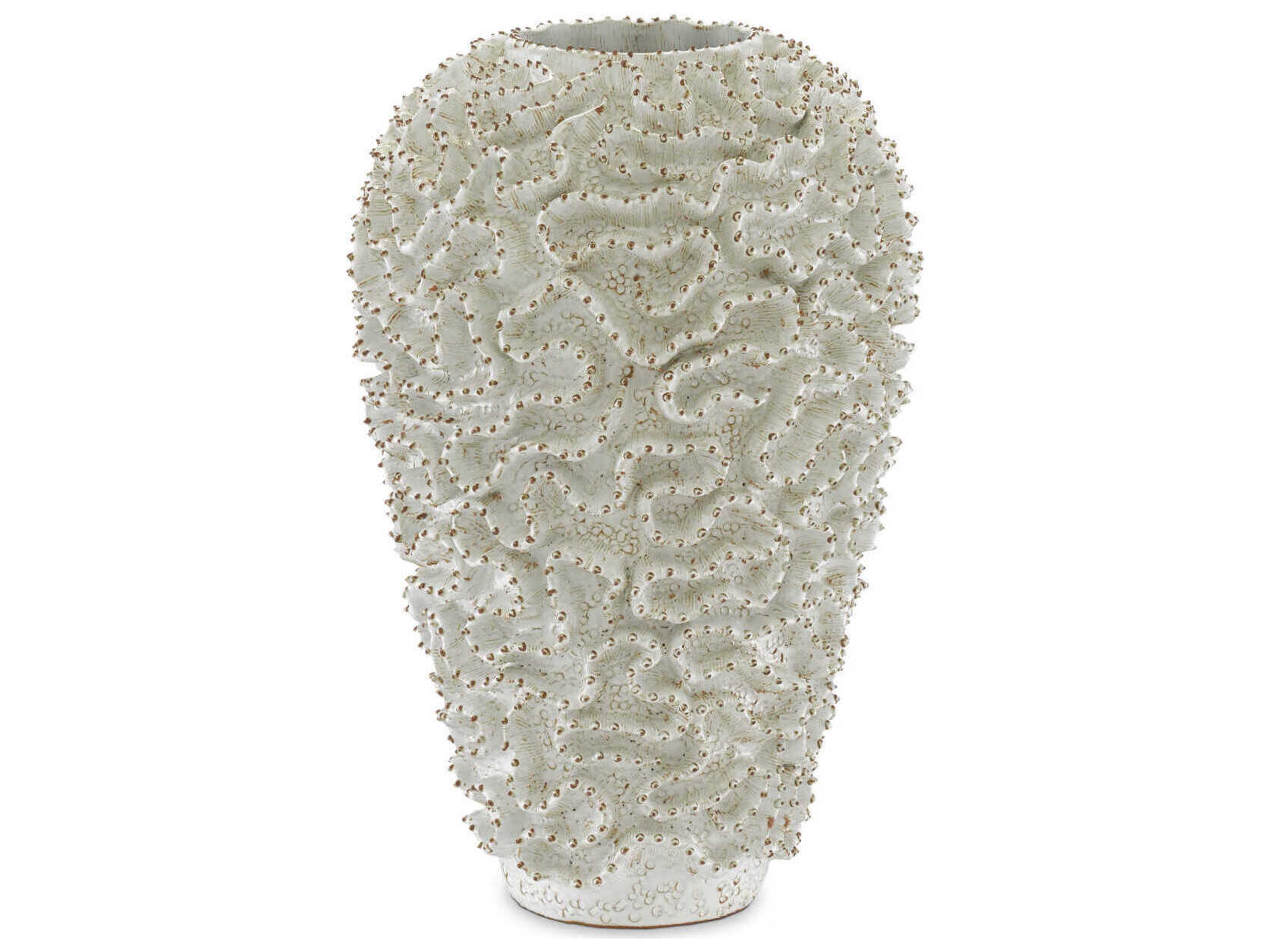 Currey & Company White / Gold 17" High Swirl Vase