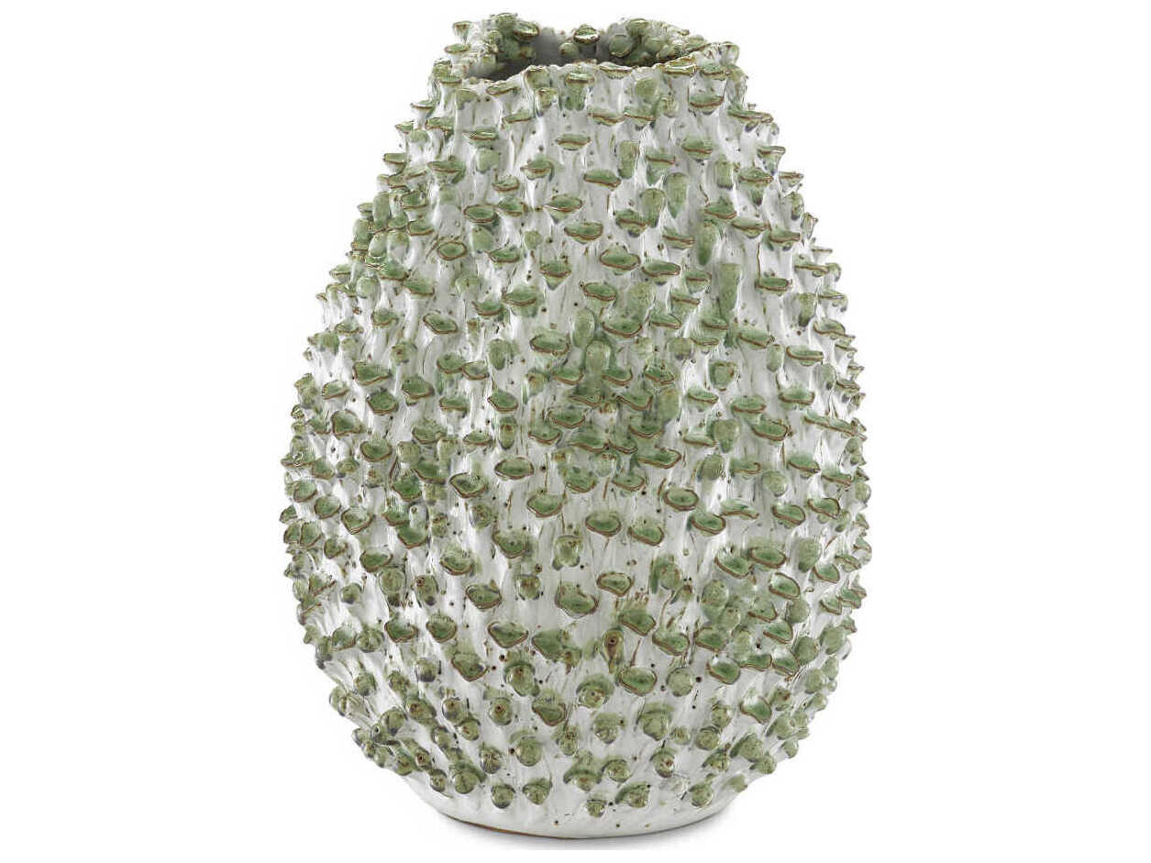 Currey & Company White / Green 11" Milione Vase