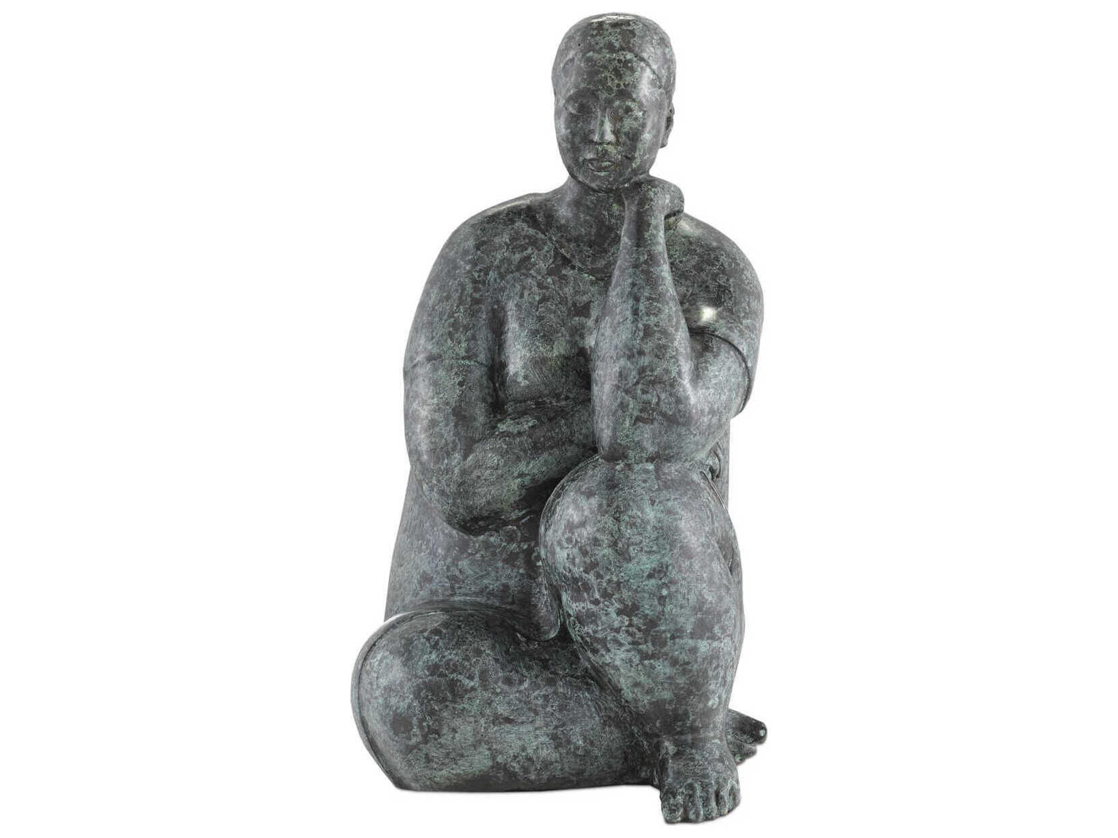 Currey & Company Granite Green Lady Meditating Sculpture
