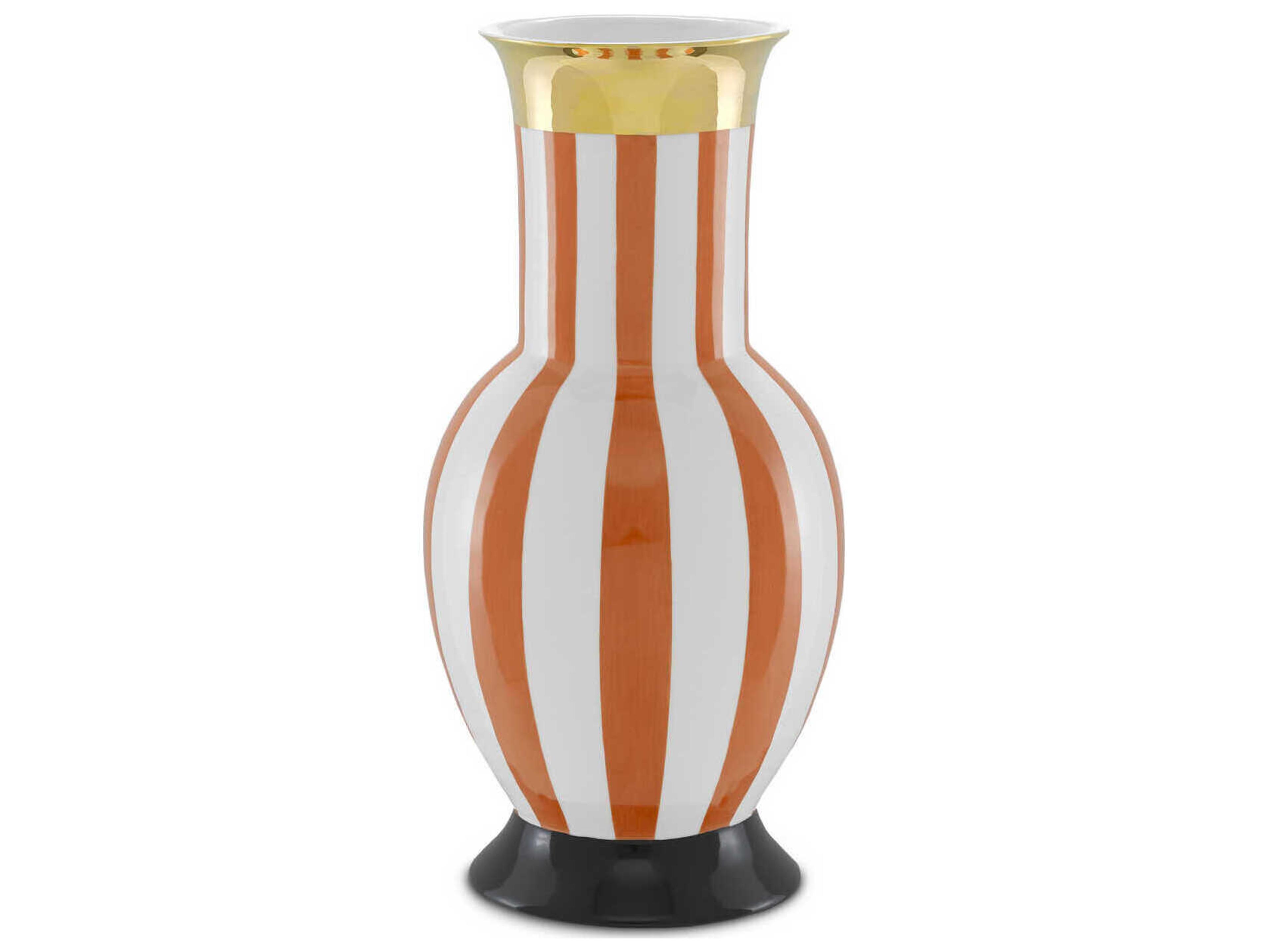 Currey & Company De Luca Coral Stripe Large Vase