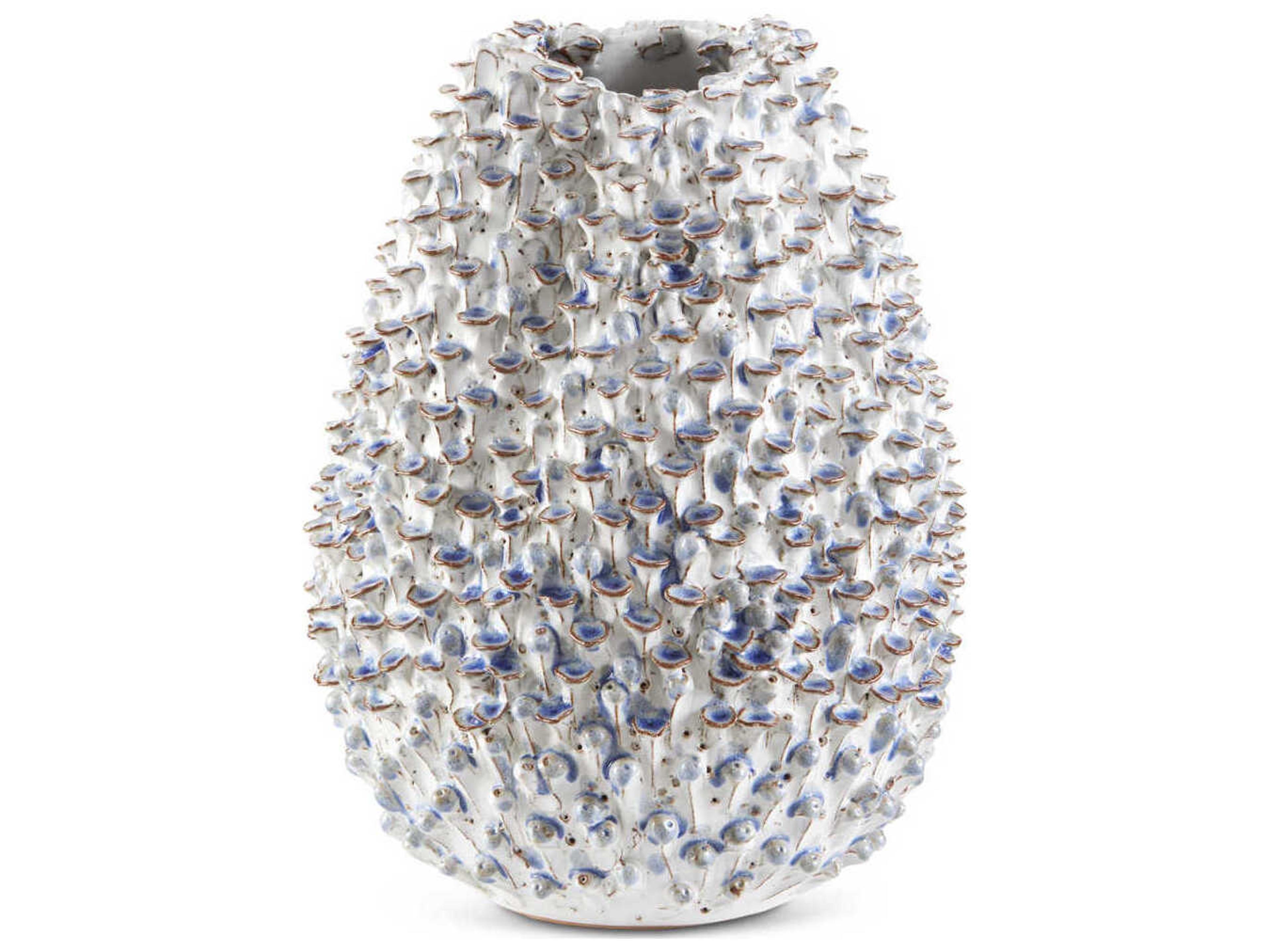 Currey & Company Milione Blue / White 11" Vase