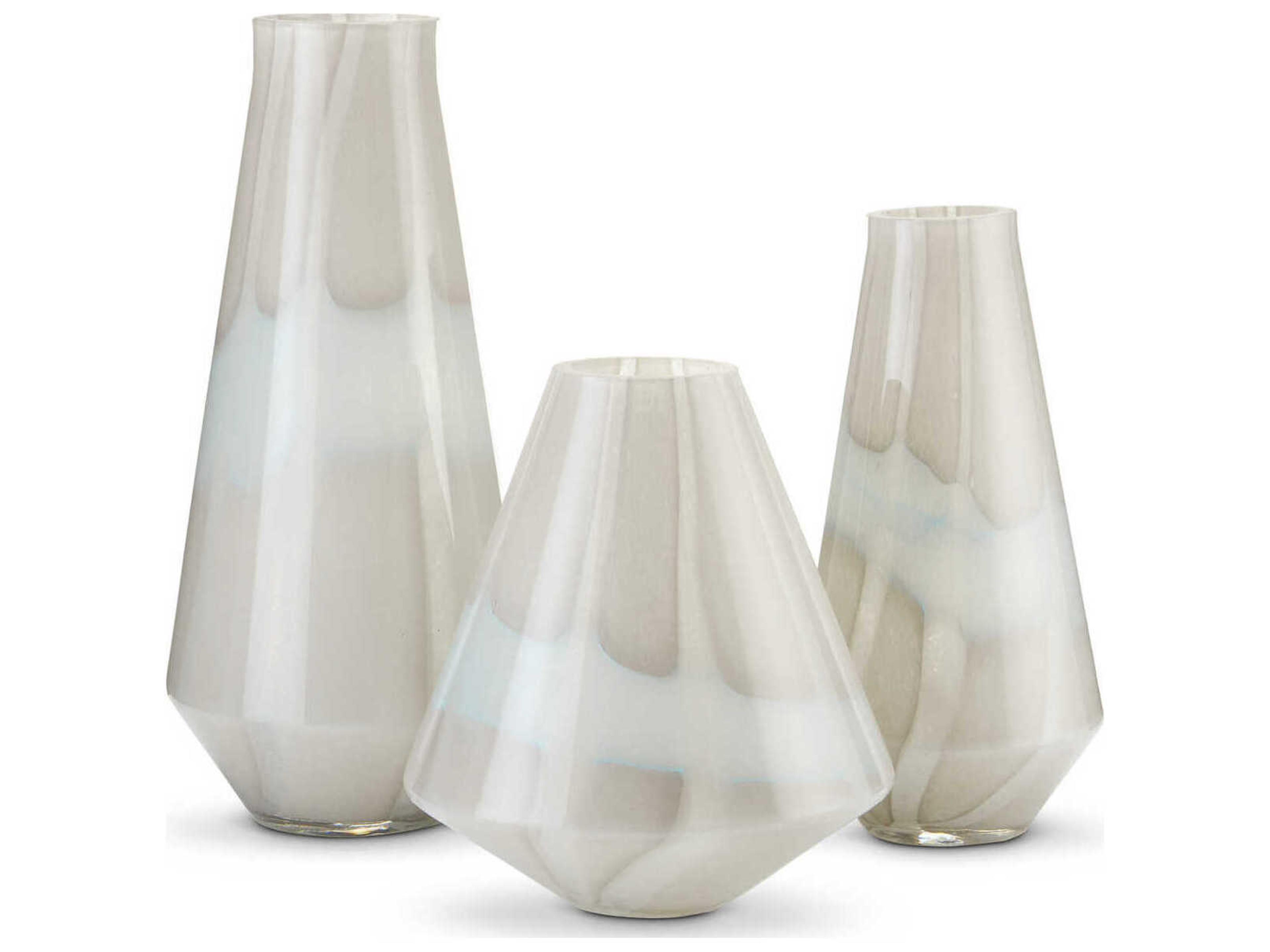 Currey & Company Floating Cloud Light Gray / White Vase Set of 3