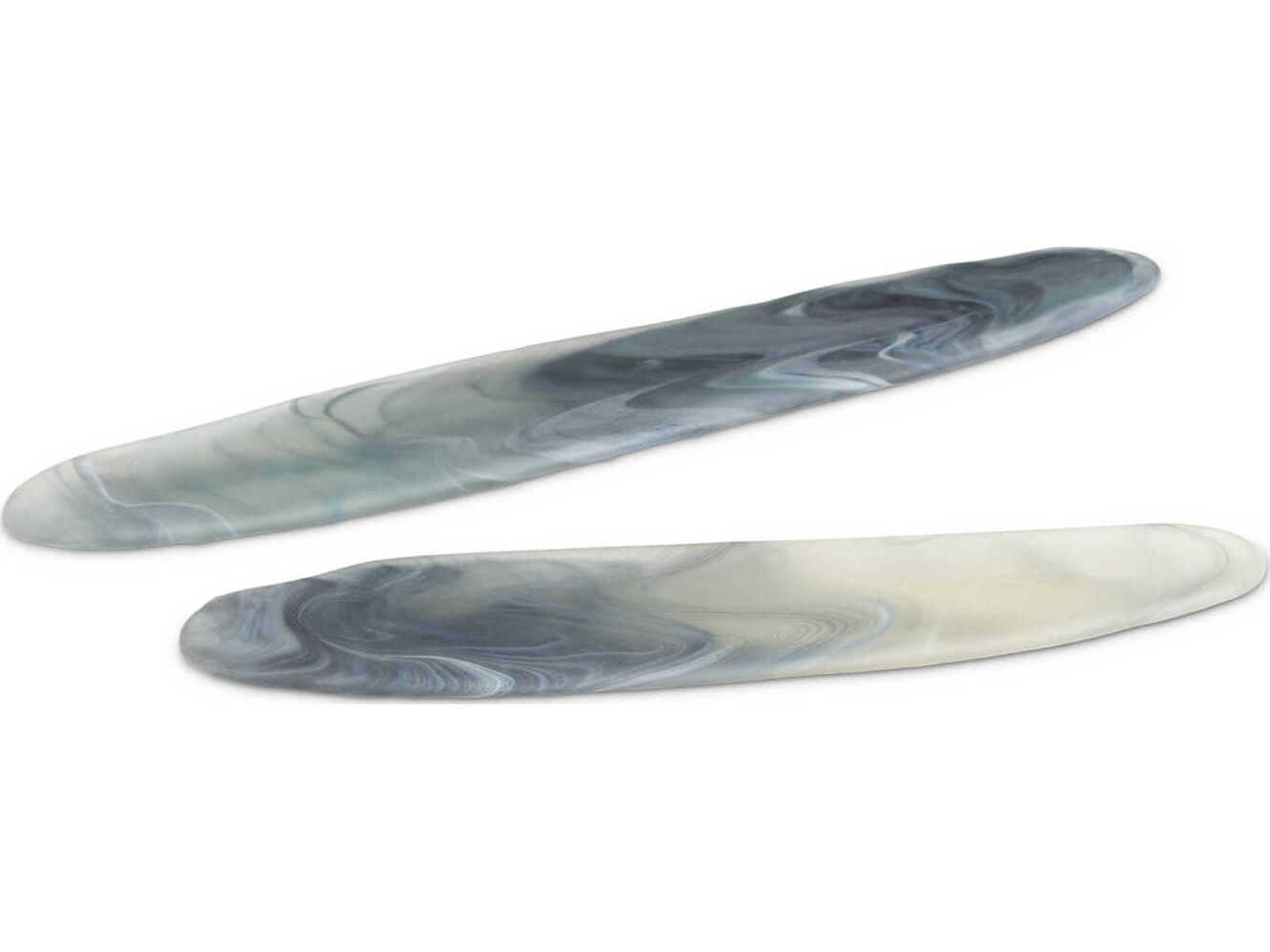 Currey & Company Midnight Blue / Frosted Serving Tray Set of 2