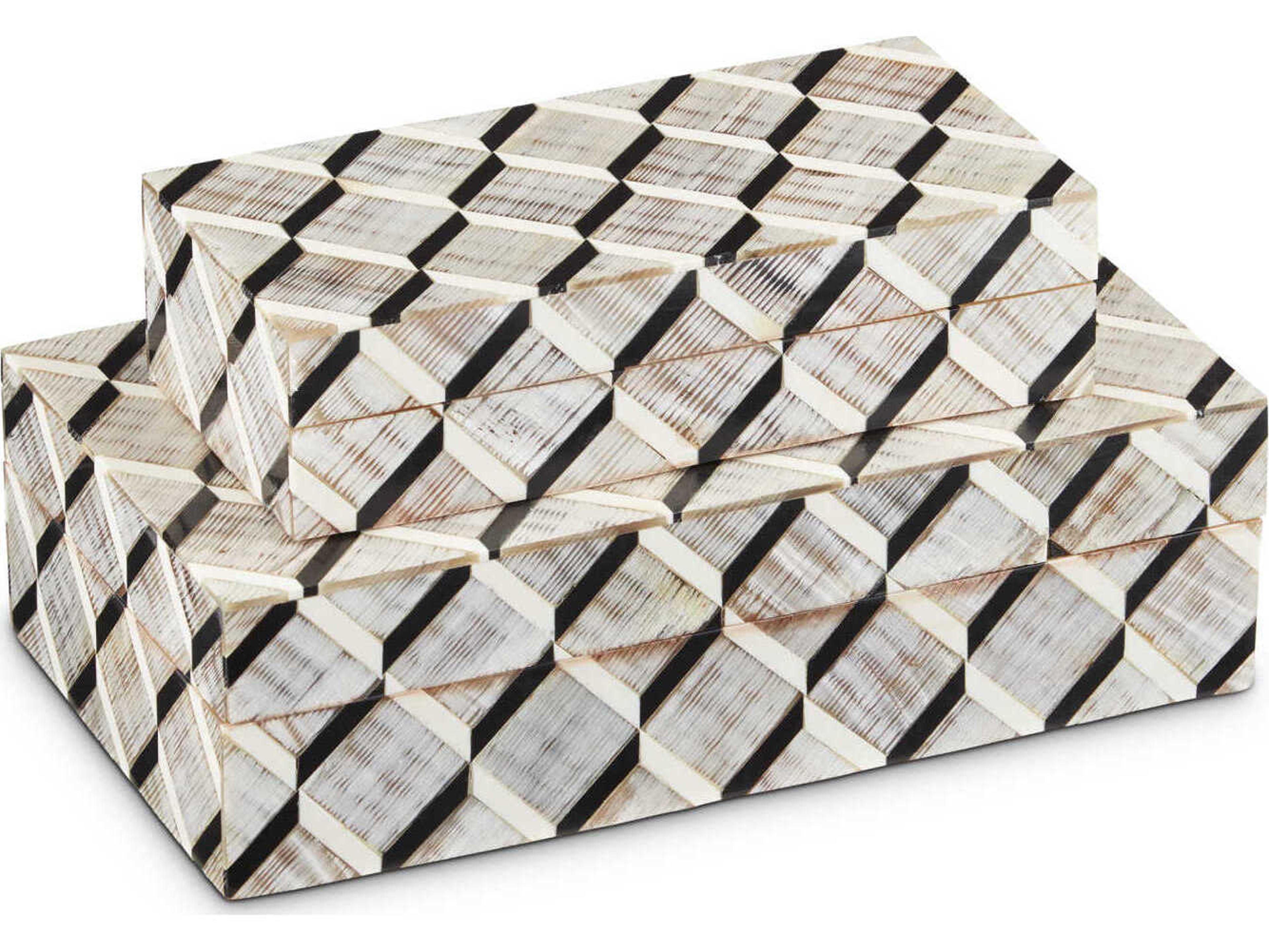 Currey & Company Derian Black / White / Natural Box Set of 2