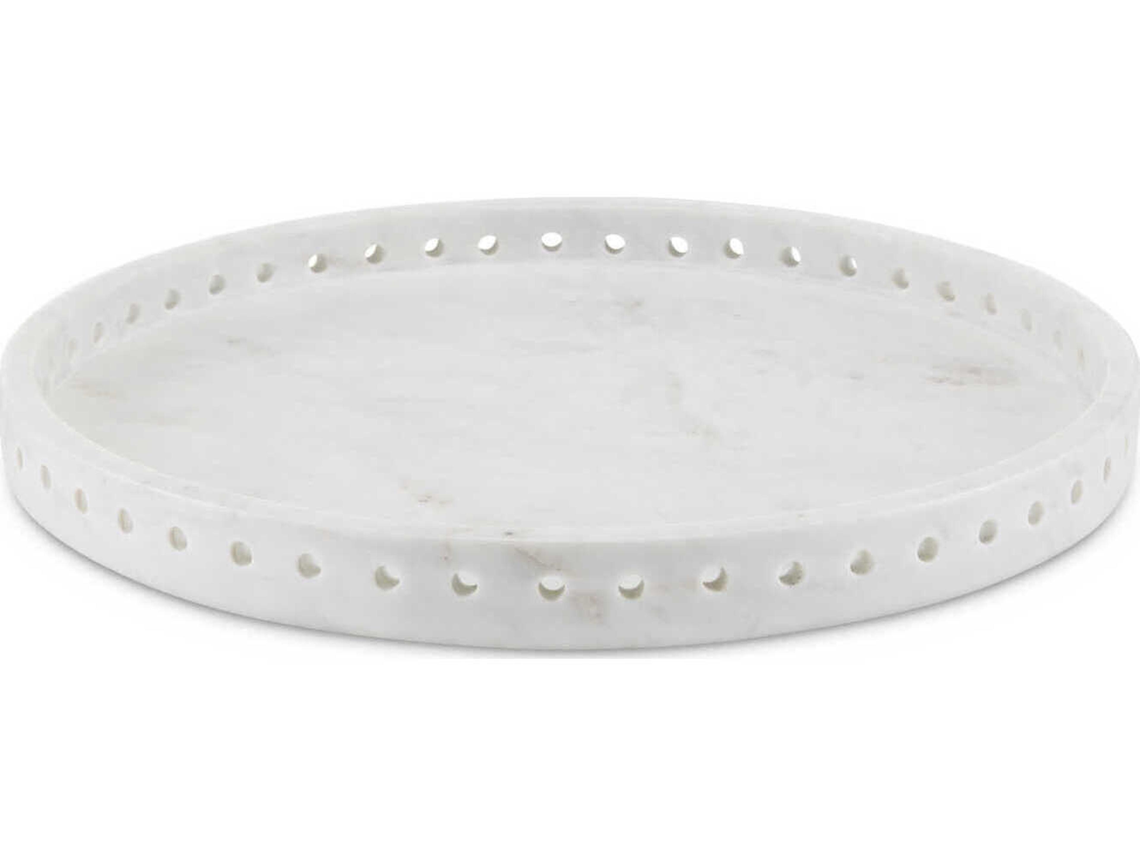 Currey & Company Freya White Serving 16" Tray