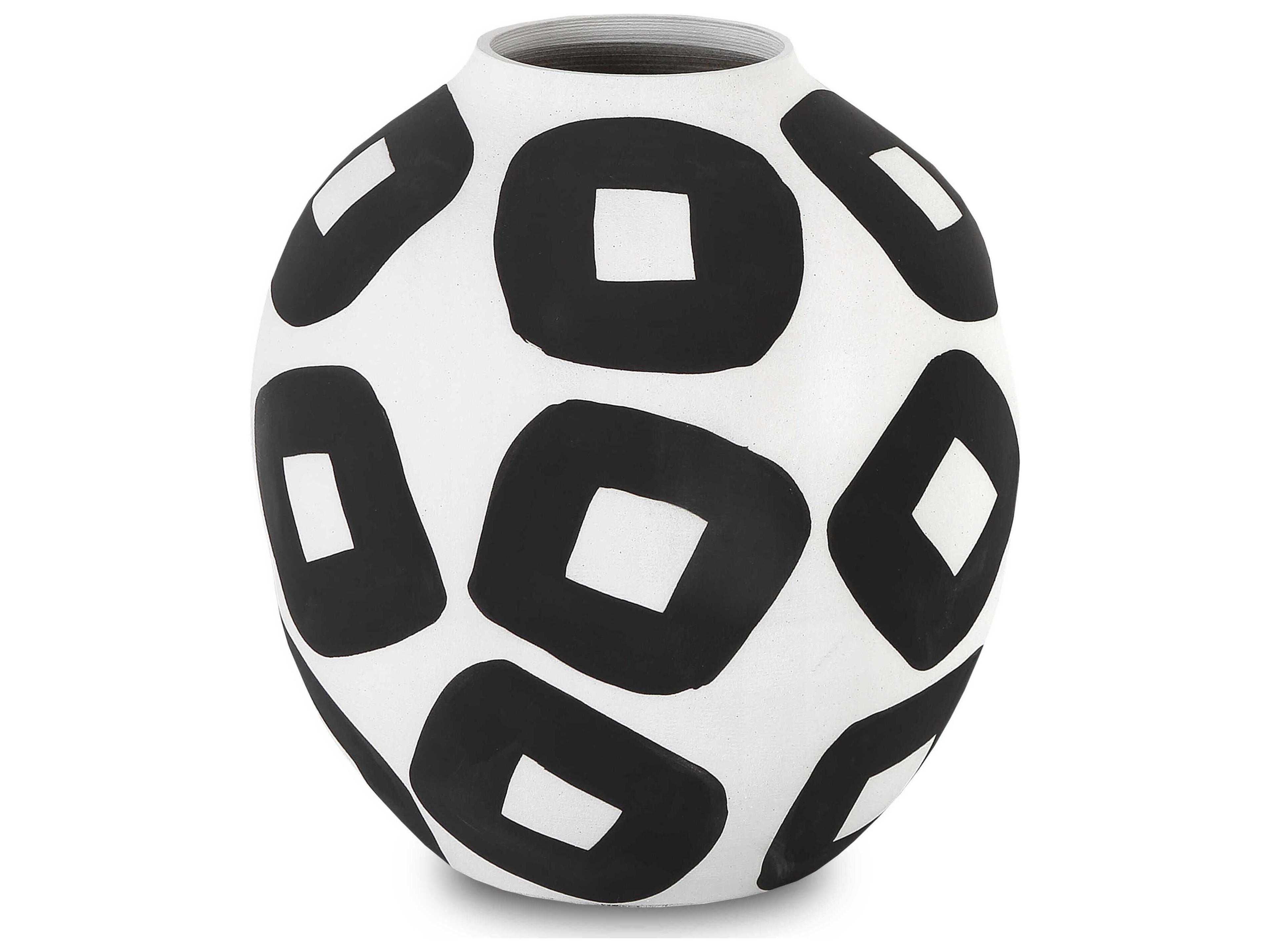 Currey & Company White / Black 10" High Pagliacci Vase