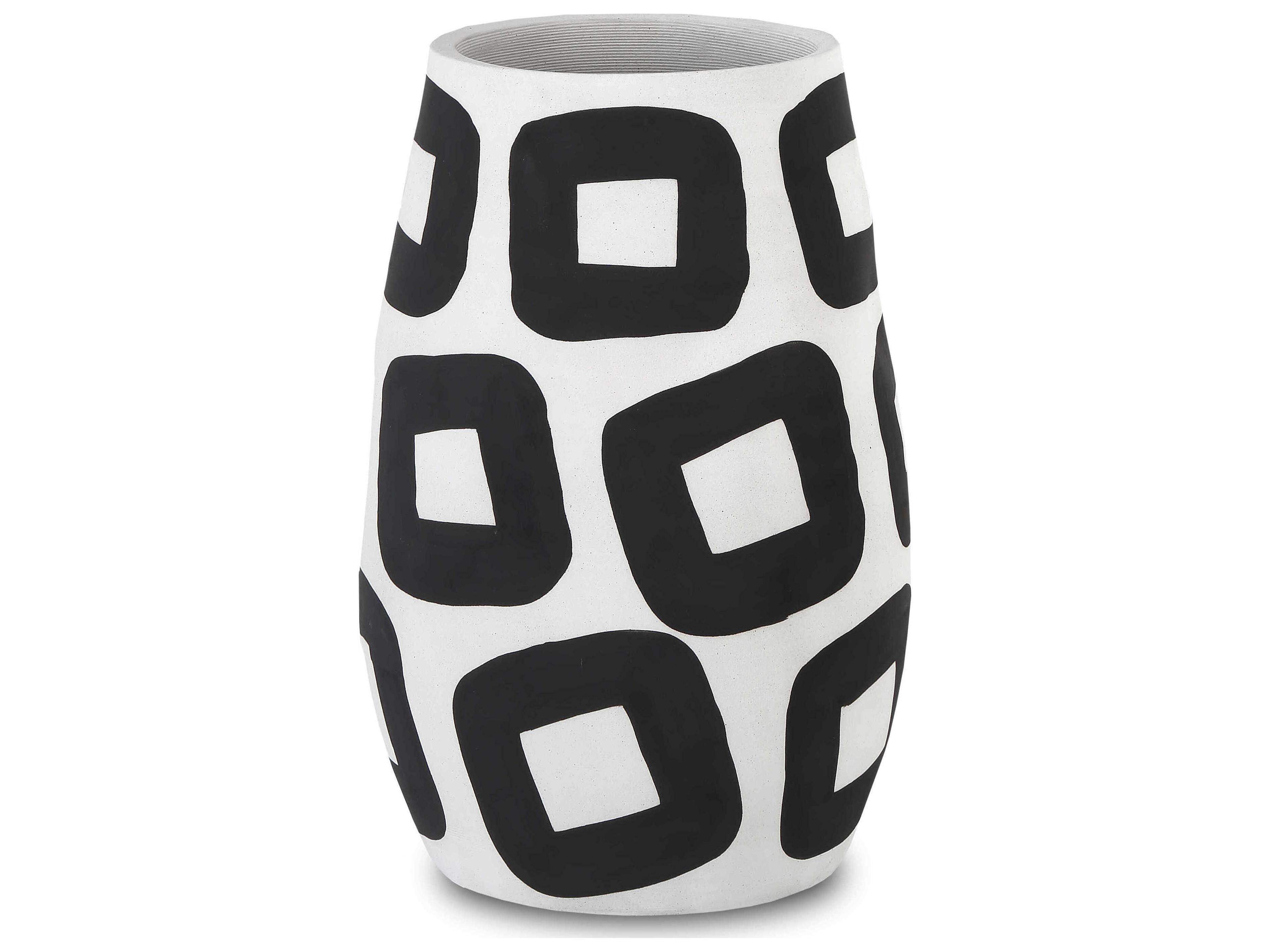 Currey & Company White / Black 14" High Pagliacci Vase