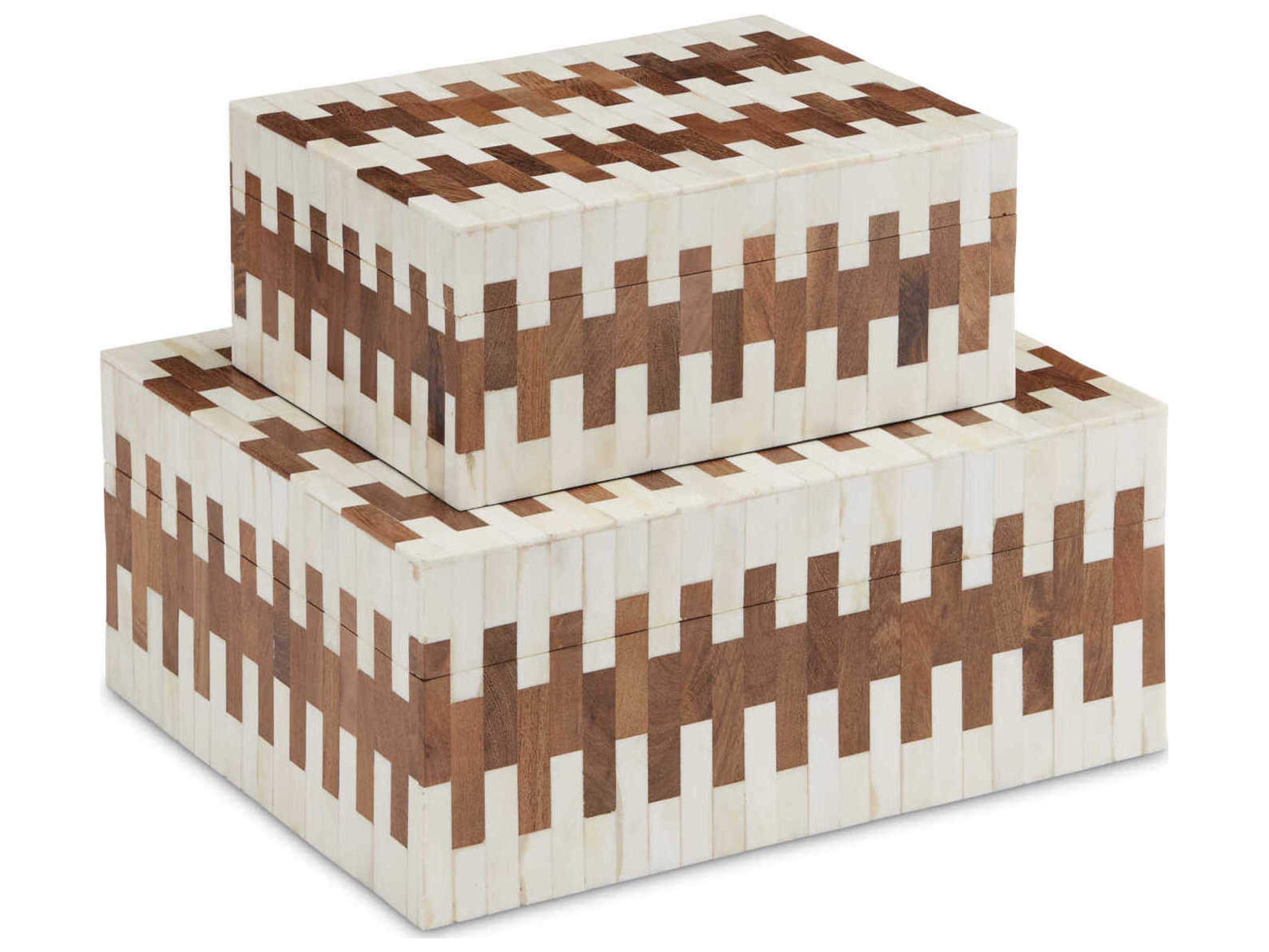 Currey & Company White / Natural Tia Box Set of 2