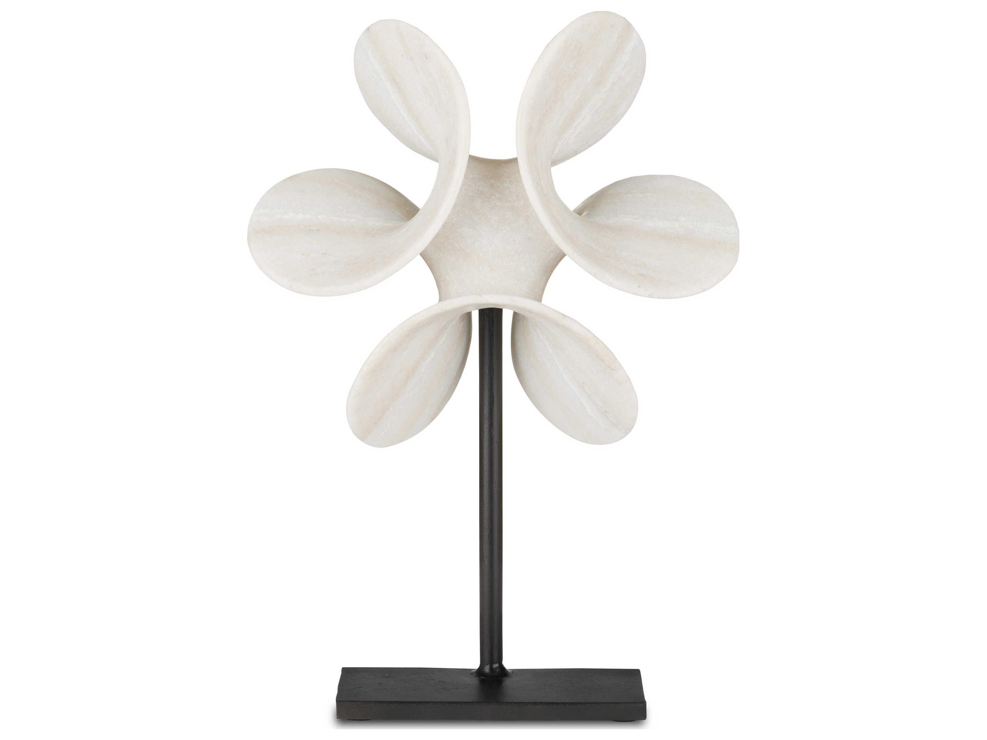 Currey & Company Natural / Black 19" High Helice Marble Ring Sculpture