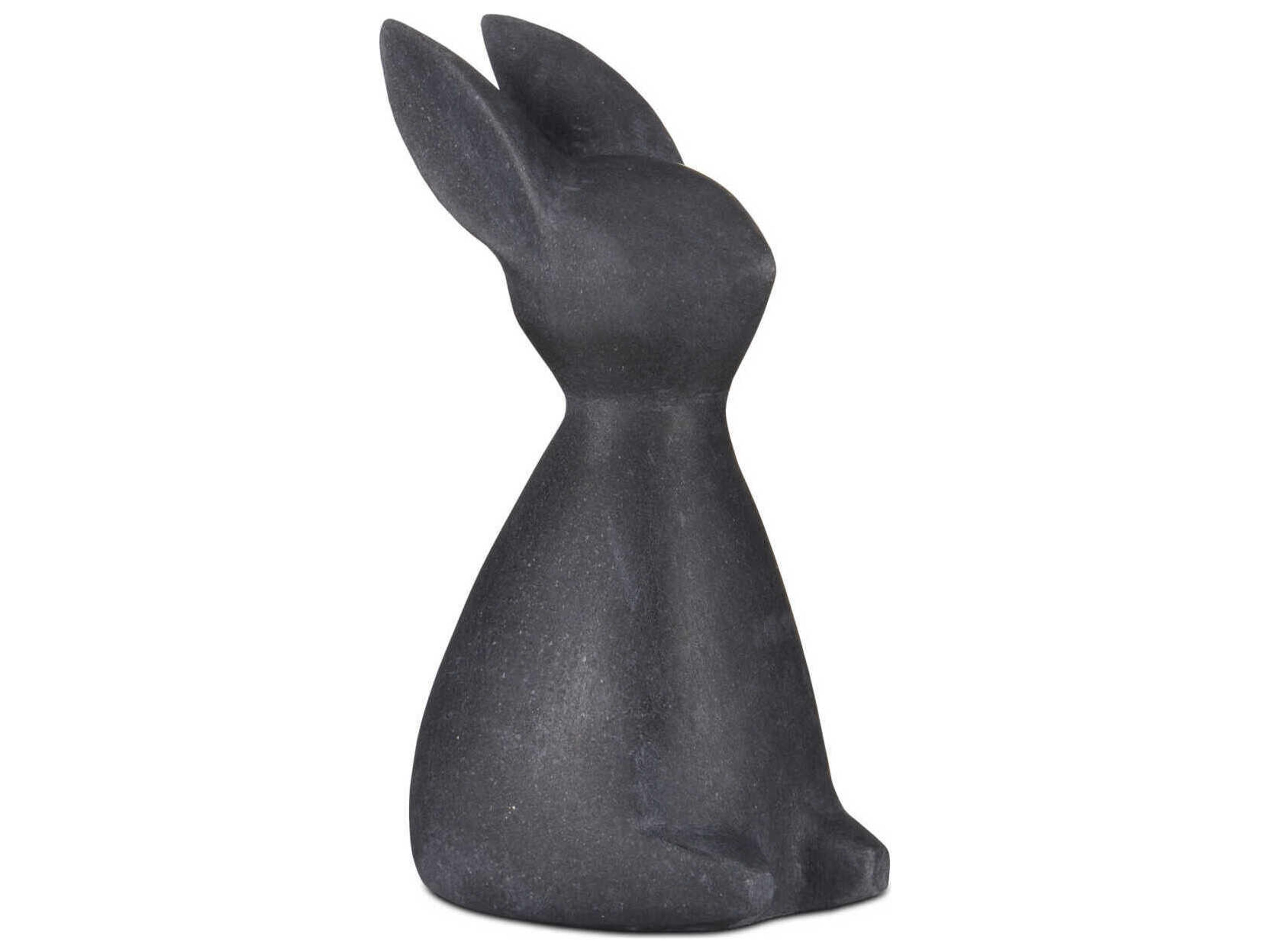 Currey & Company Black Marble Rabbit Sculpture