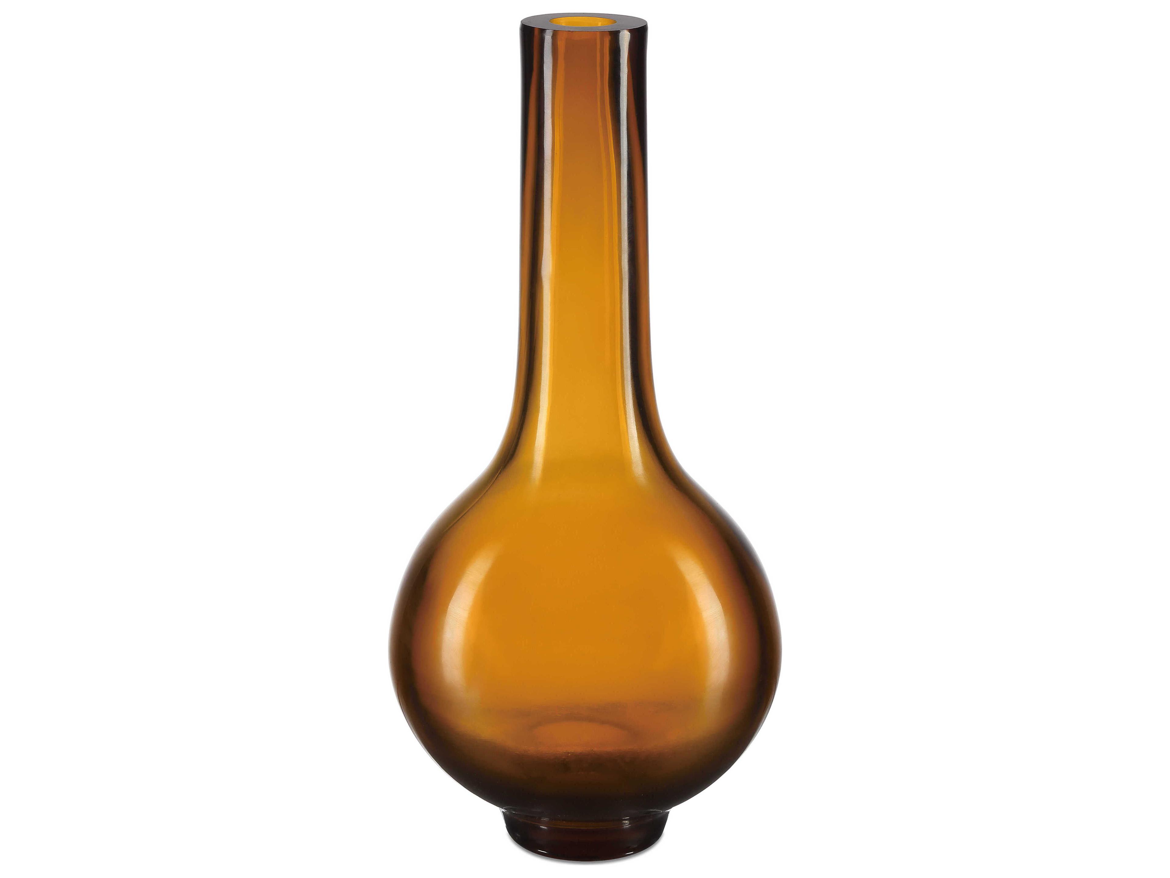 Currey & Company Imperial Amber Peking Long Neck Vase