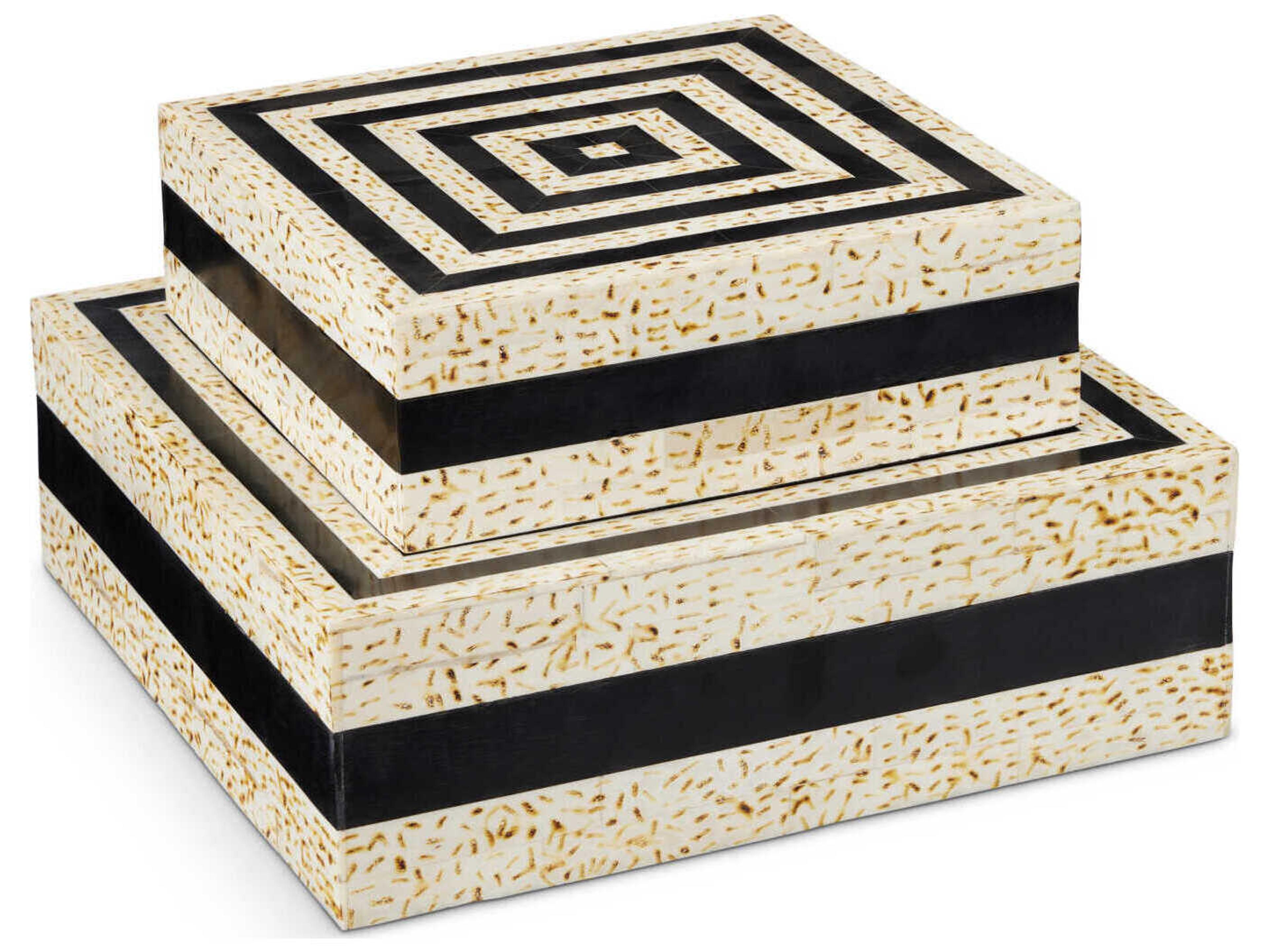 Currey & Company Taurus Natural / Black Storage Case Set of 2