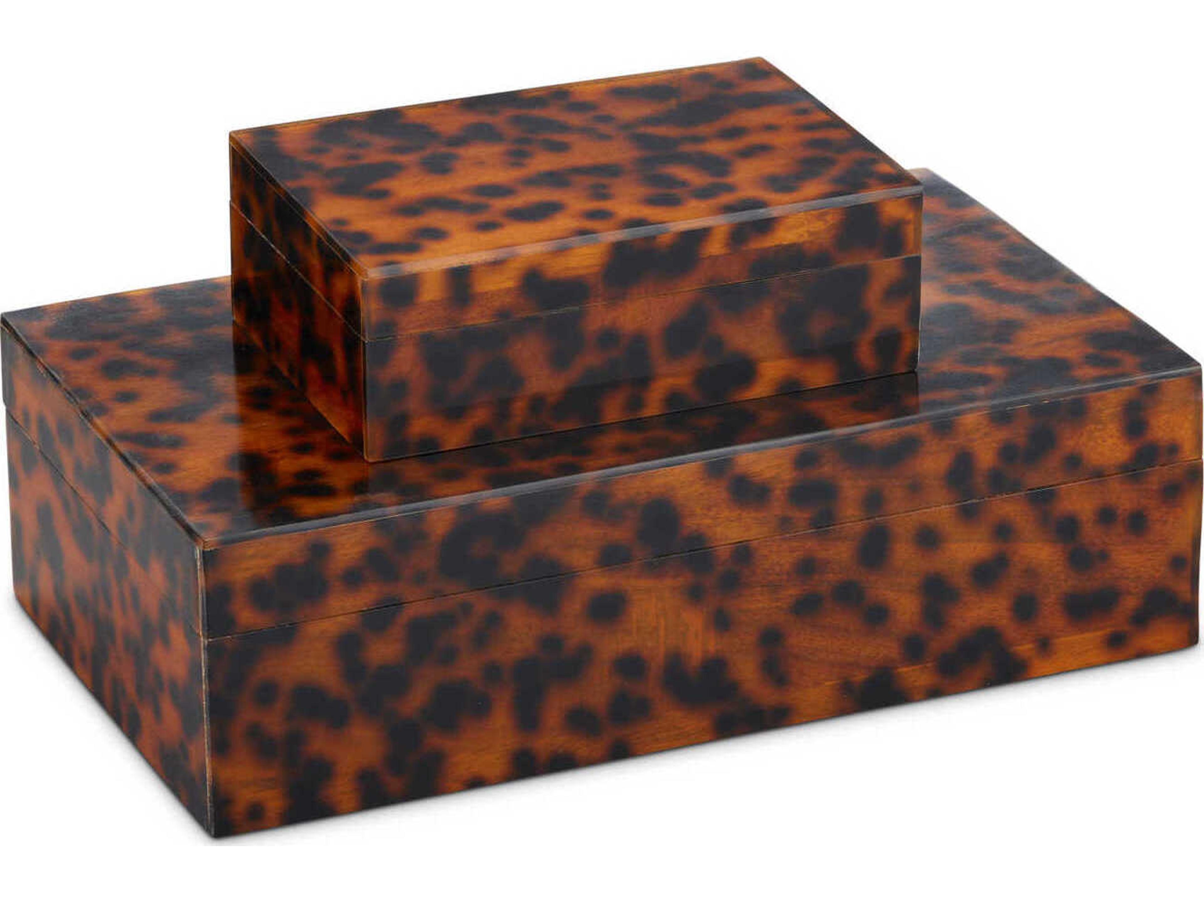 Currey & Company Faux Tortoise Brown / Black Storage Case Set of 2