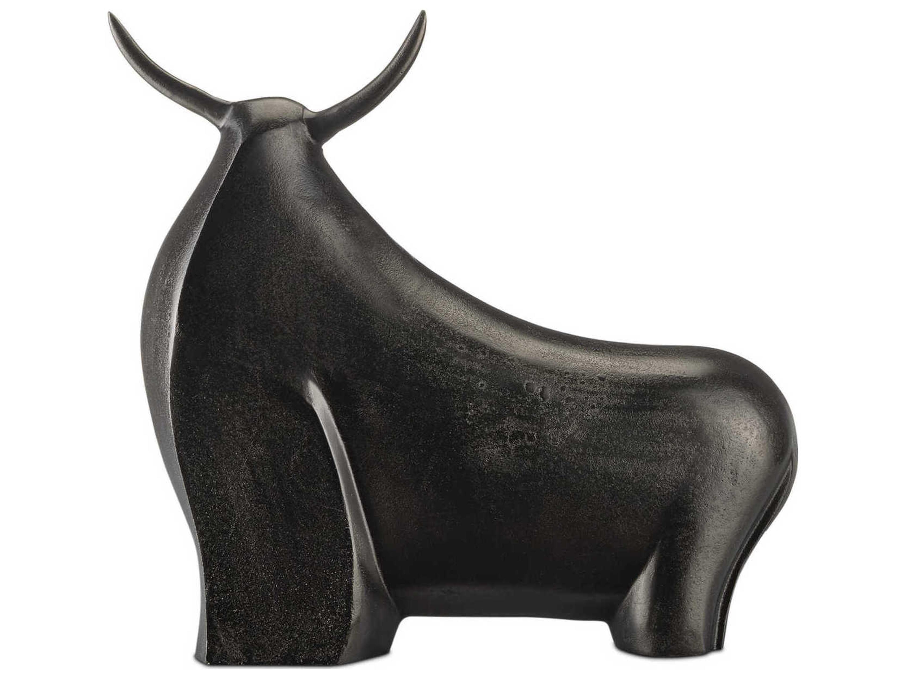 Currey & Company Graphite Ferdinand Bull Sculpture