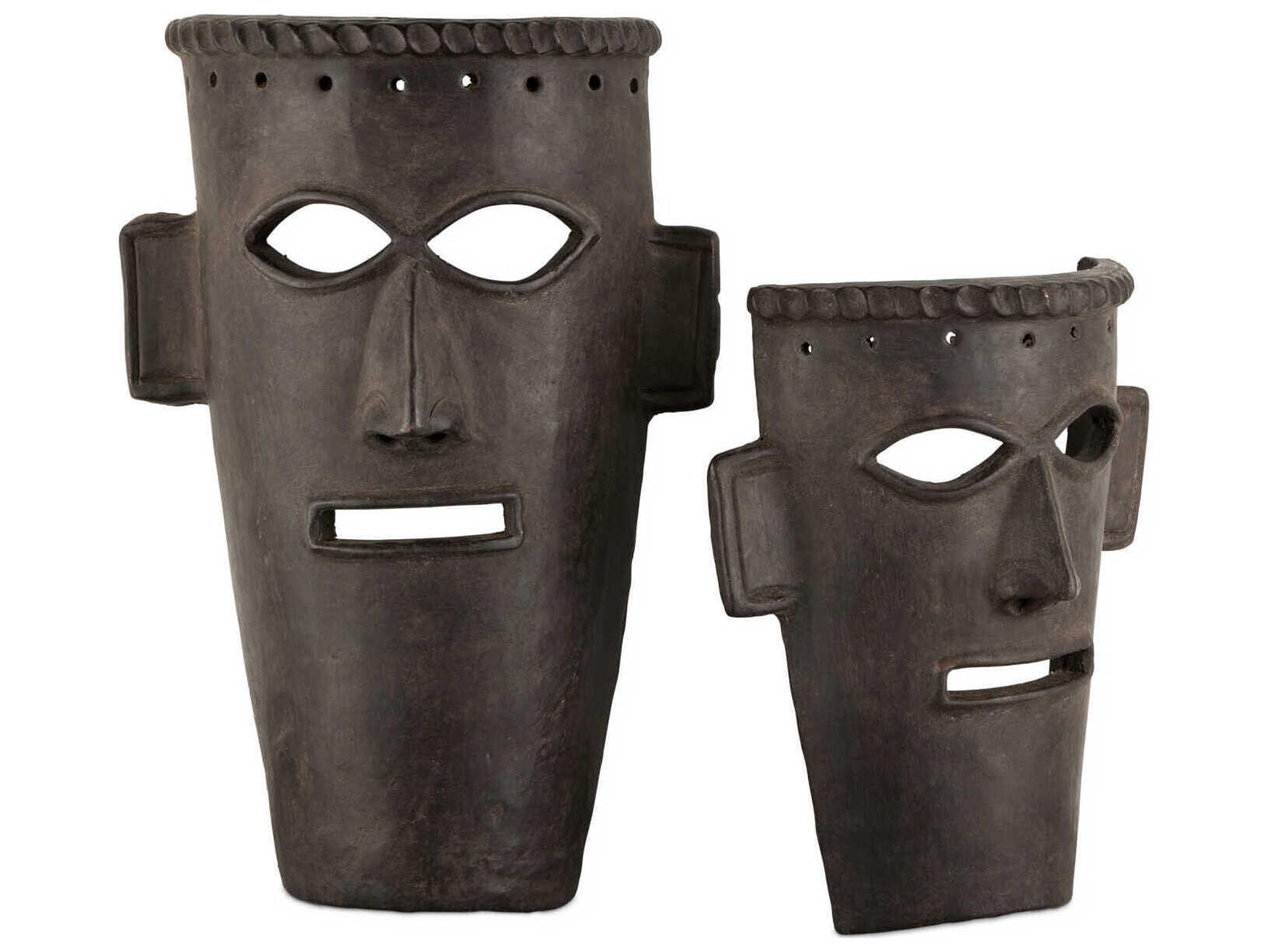 Currey & Company Etu Mask Sculpture Set of 2