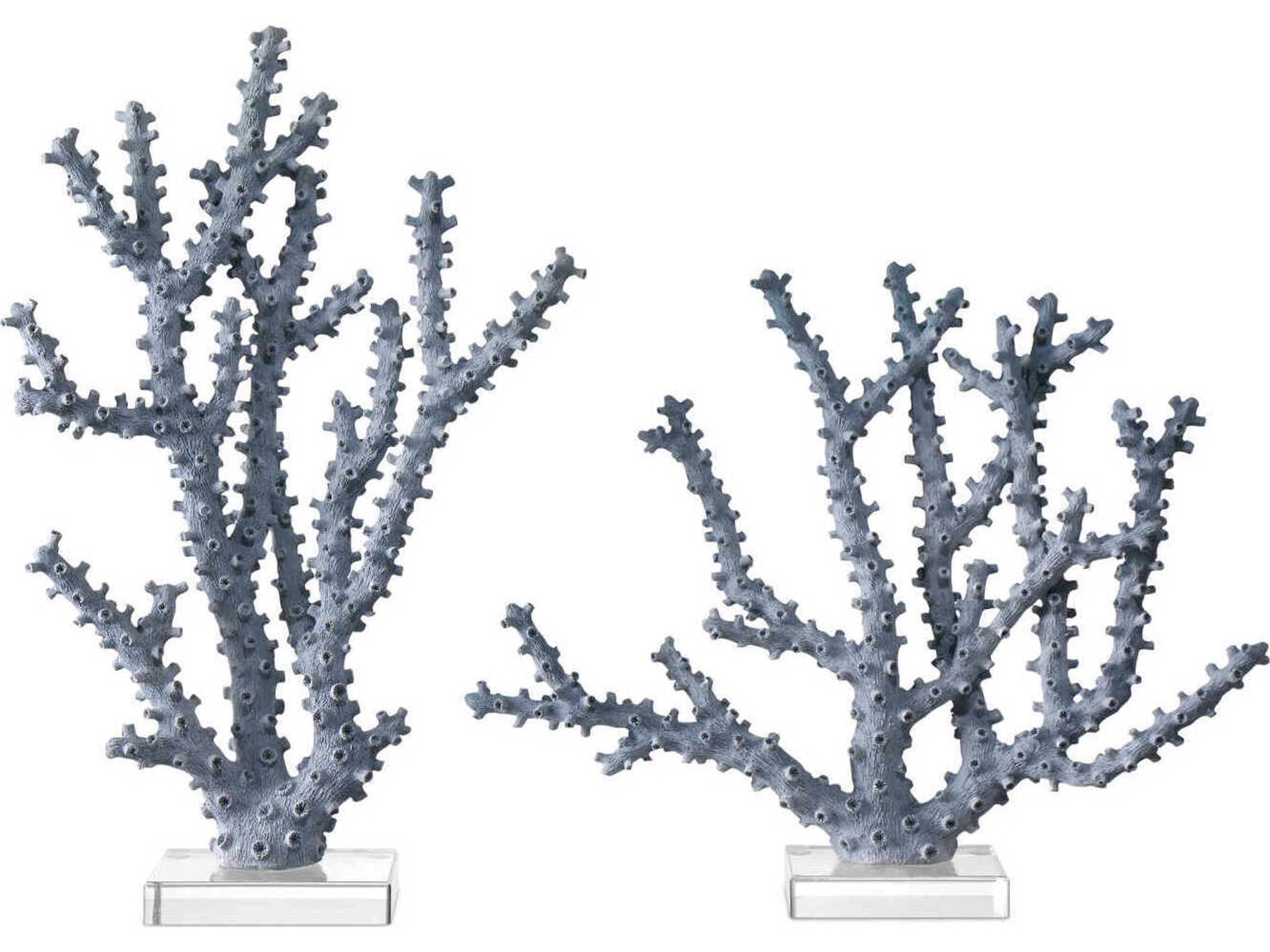 Currey & Company Blue Coral Sculpture Set of 2