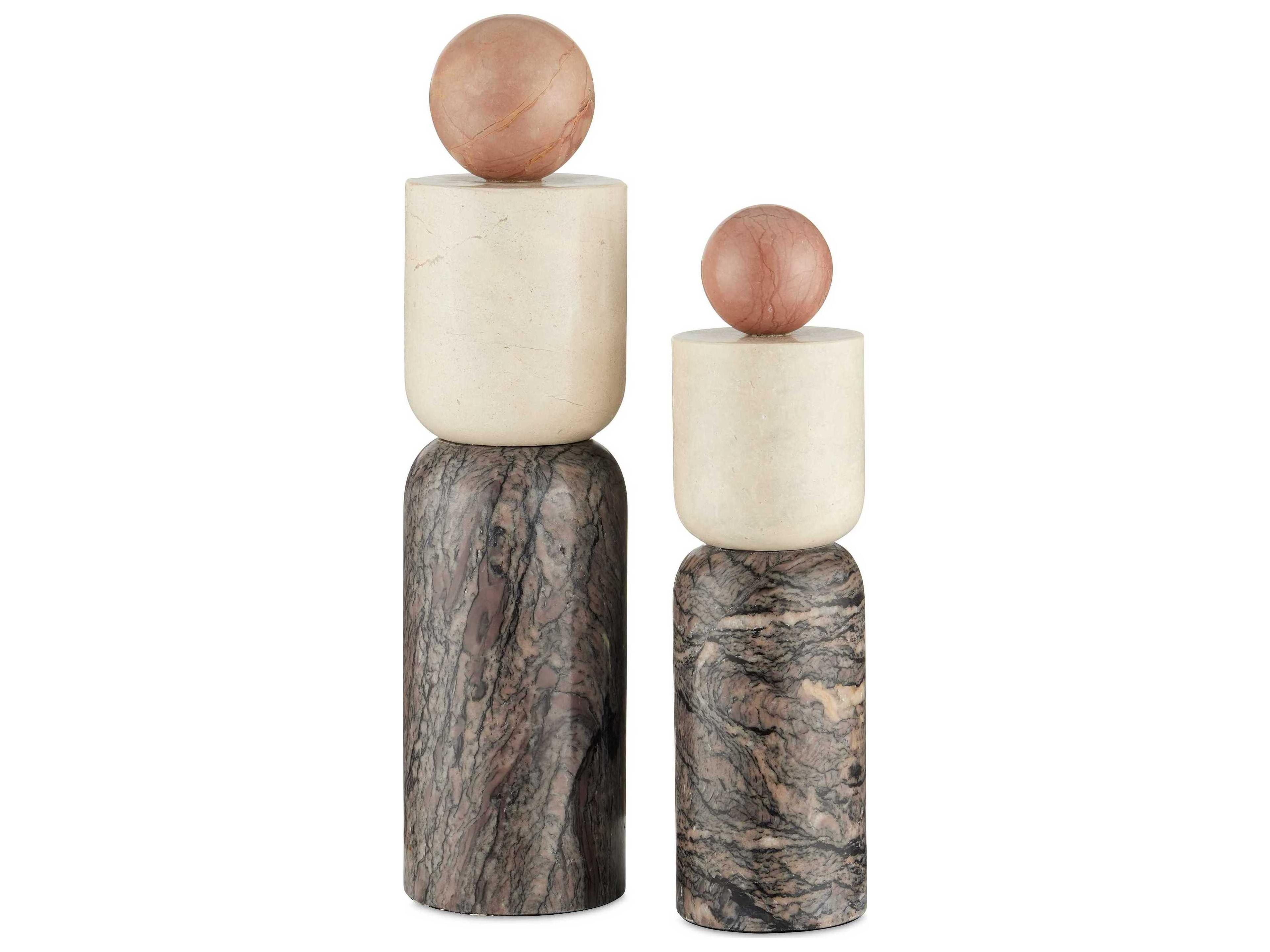 Currey & Company Moreno Marble Objects Sculpture Set of 2