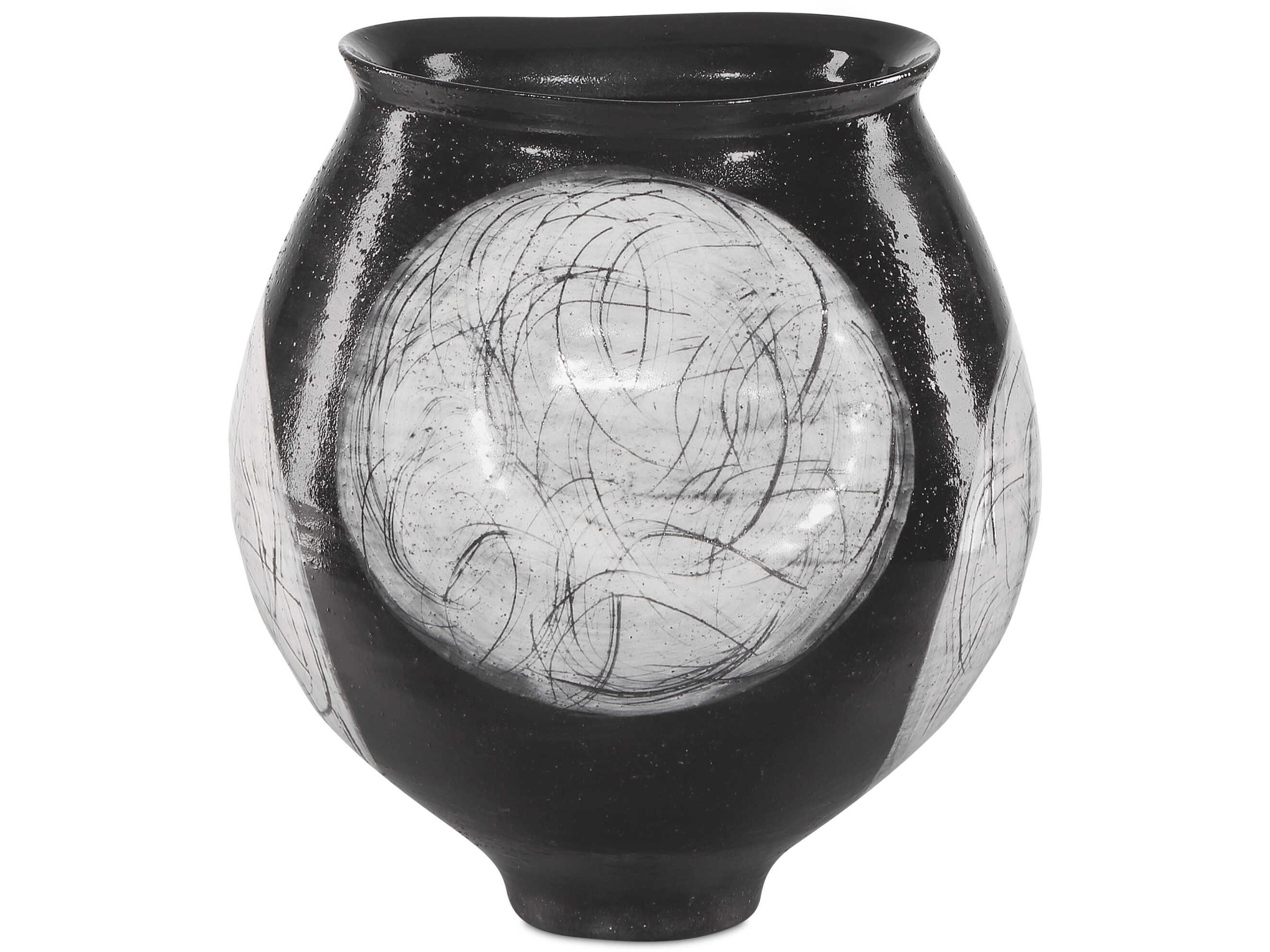 Currey & Company Nakamura Black Light Gray Vase