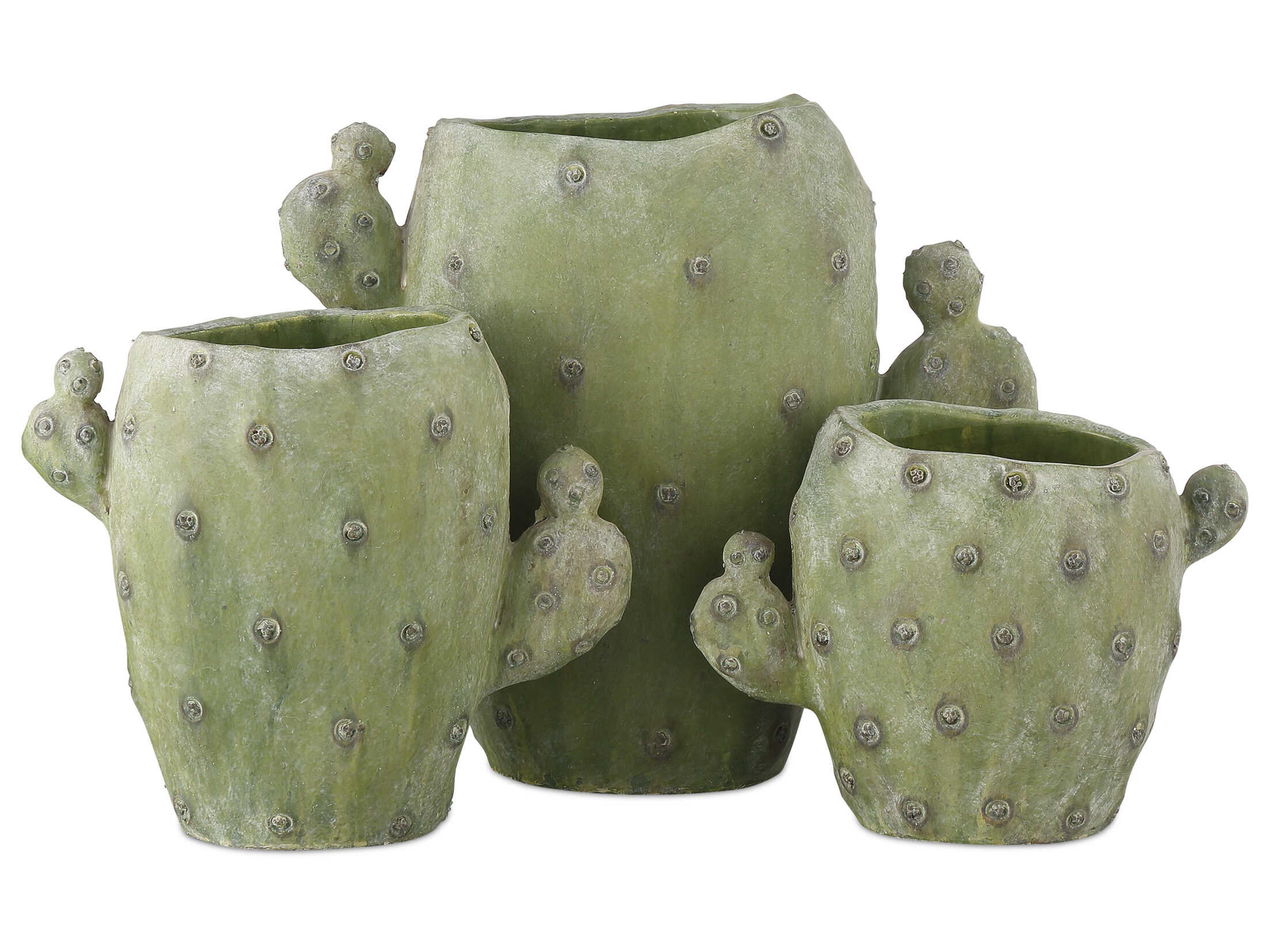 Currey & Company Cactus Green Vase Set of 3