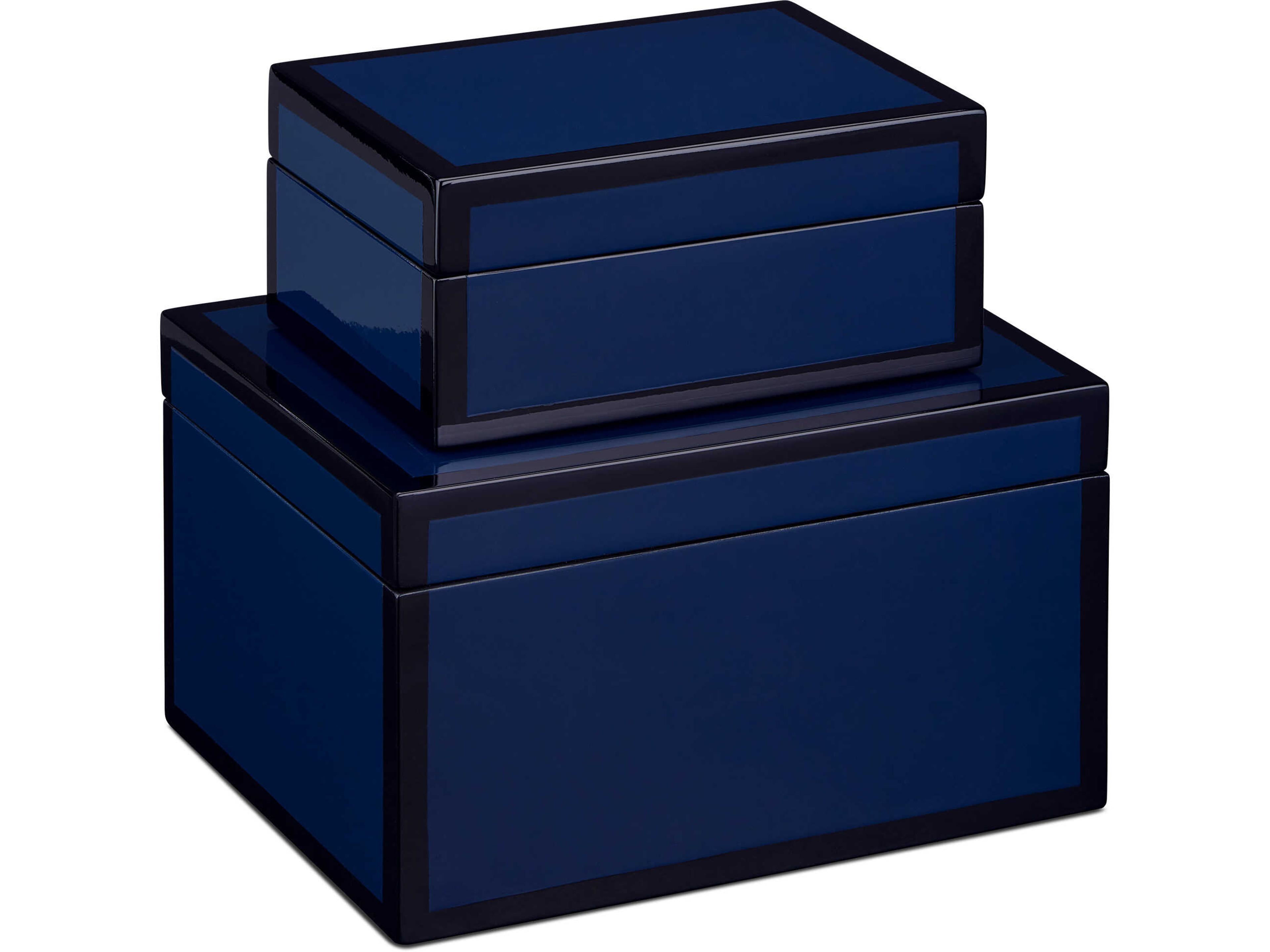 Currey & Company Navy Lacquer Box Set of 2