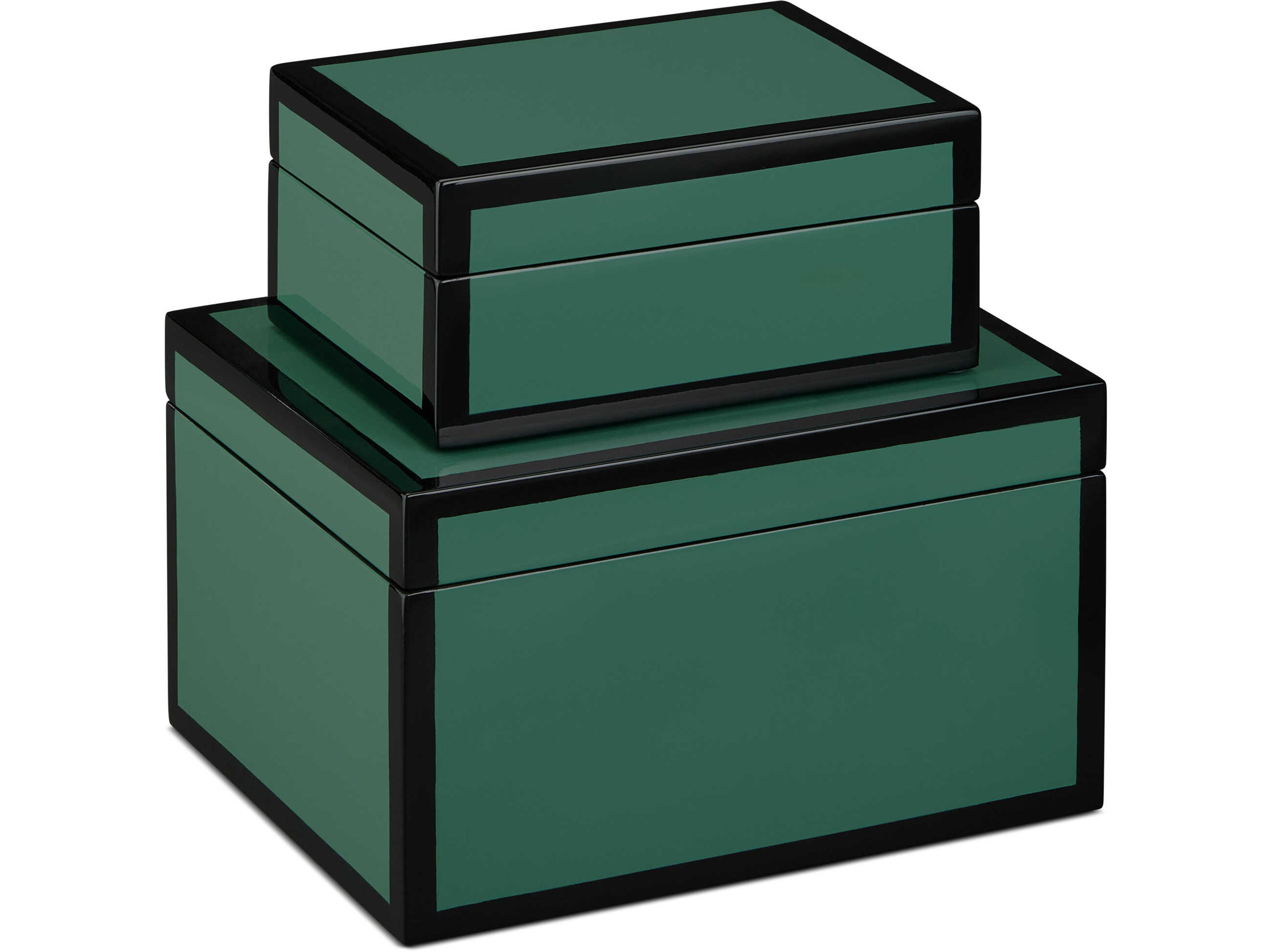 Currey & Company Green Lacquer Box Set of 2