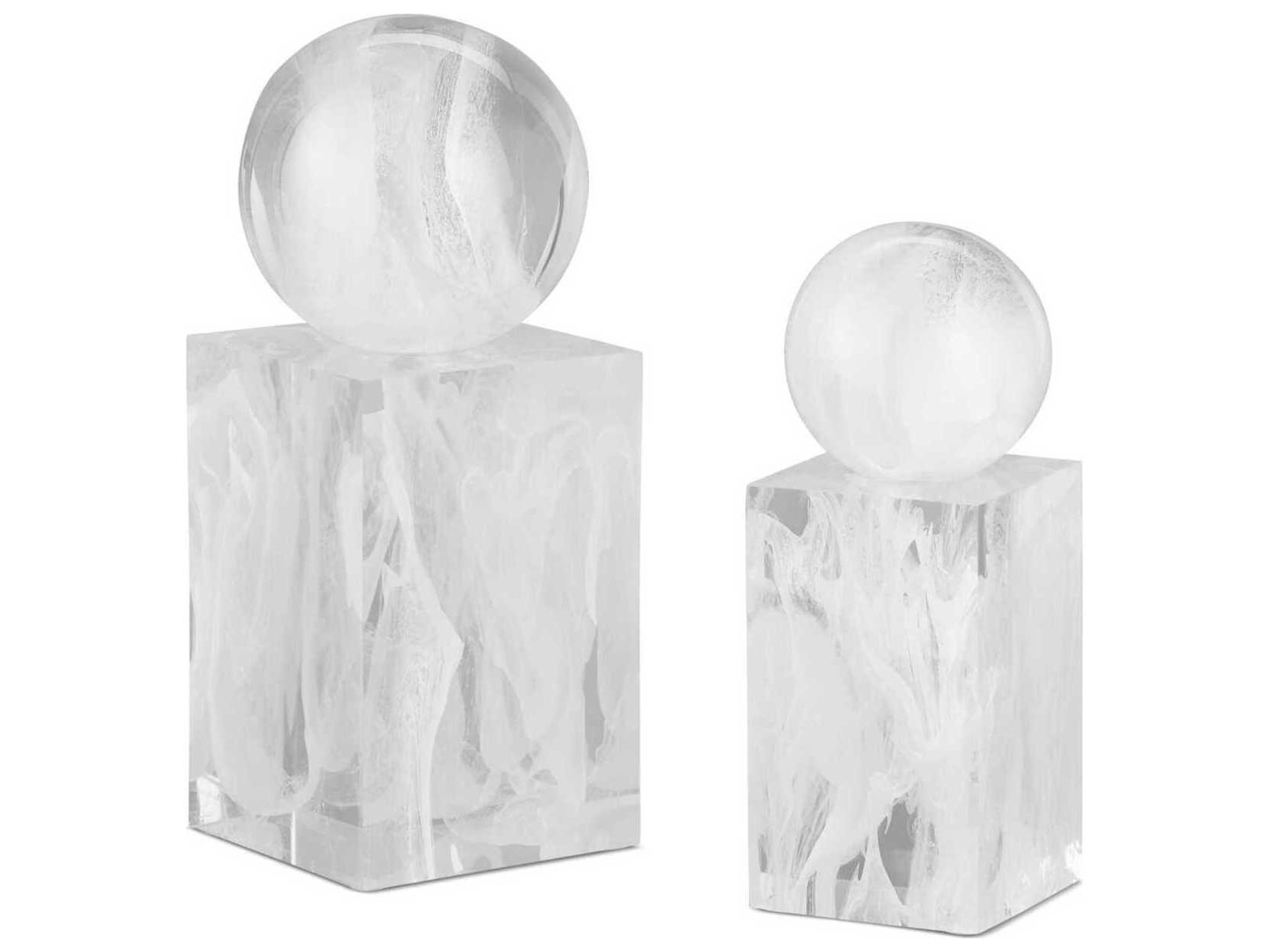 Currey & Company Nova White Objects Set of 2