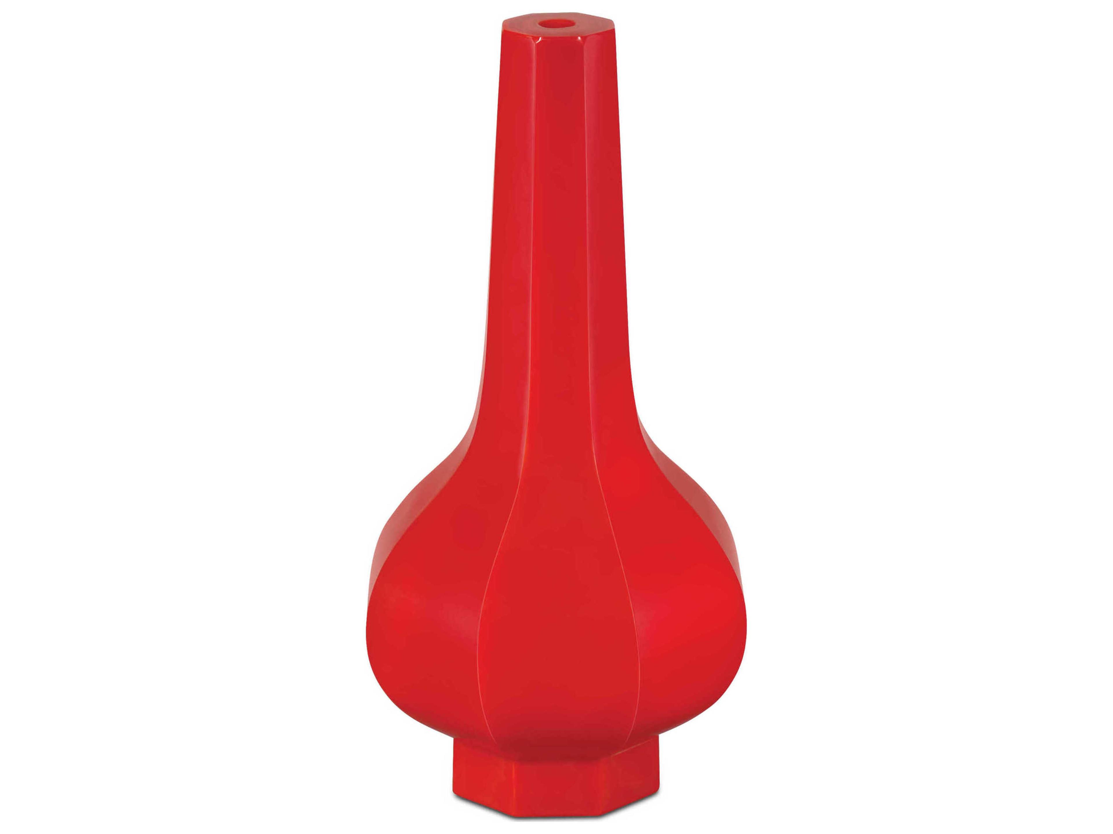Currey & Company Bittersweet Coral Orange Peking Long Neck Vase